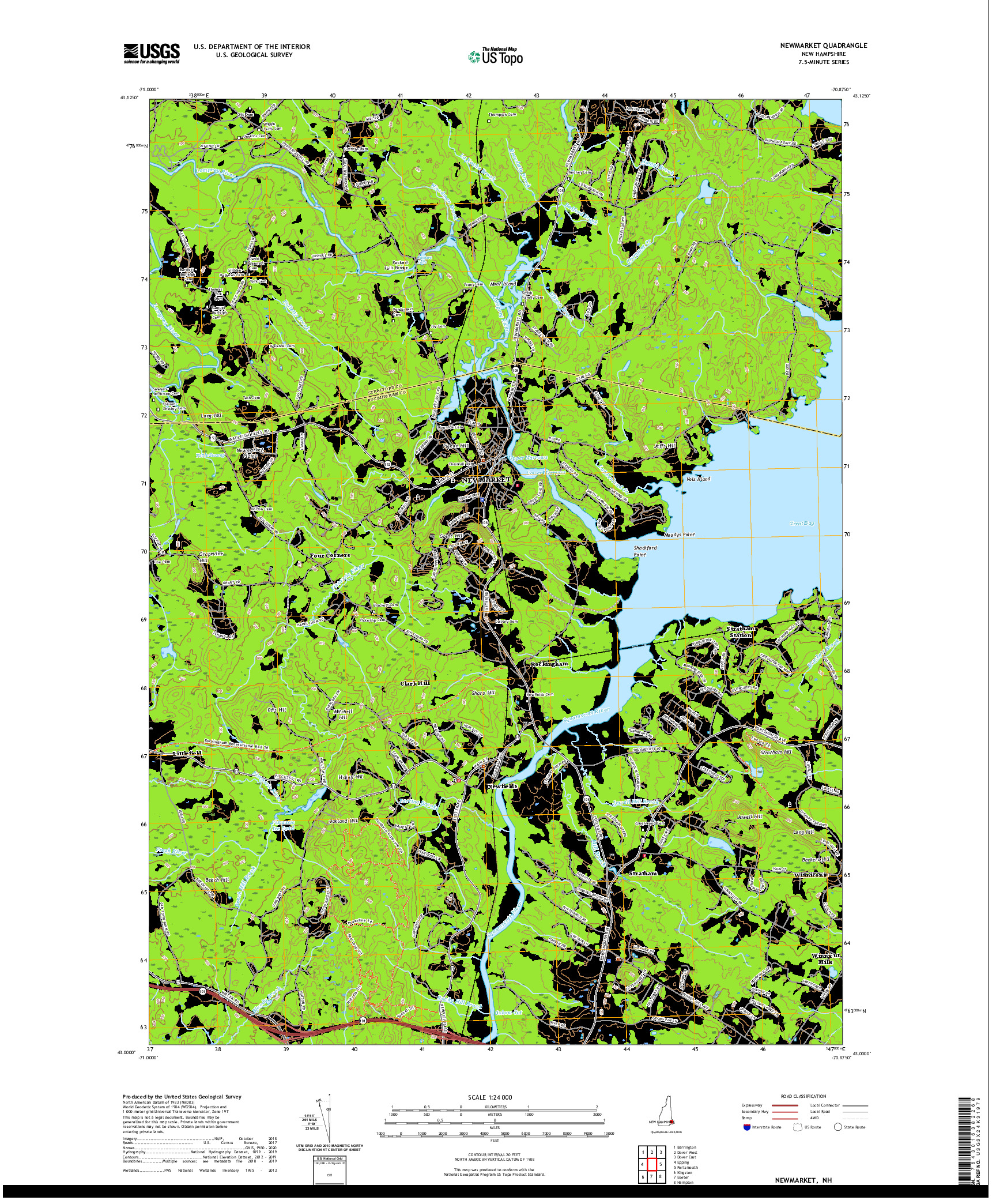 USGS US TOPO 7.5-MINUTE MAP FOR NEWMARKET, NH 2021