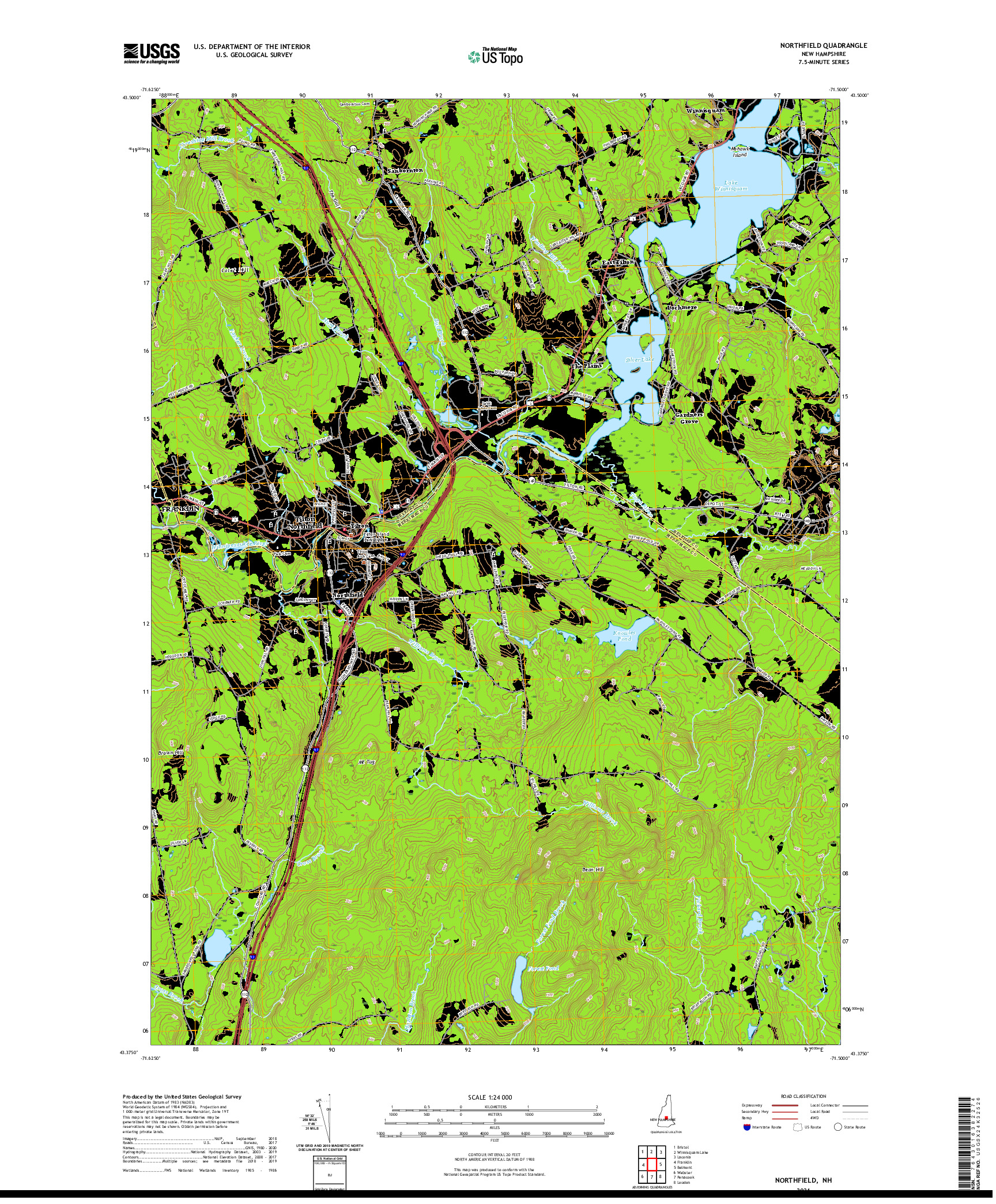 USGS US TOPO 7.5-MINUTE MAP FOR NORTHFIELD, NH 2021