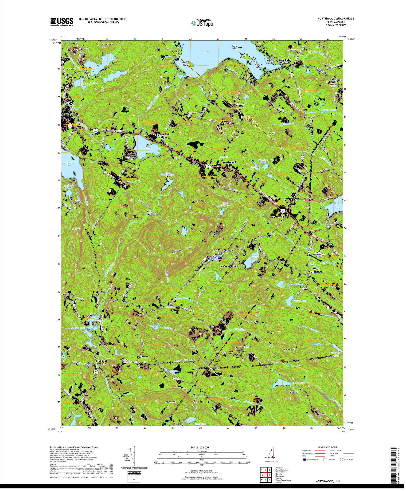 USGS US TOPO 7.5-MINUTE MAP FOR NORTHWOOD, NH 2021