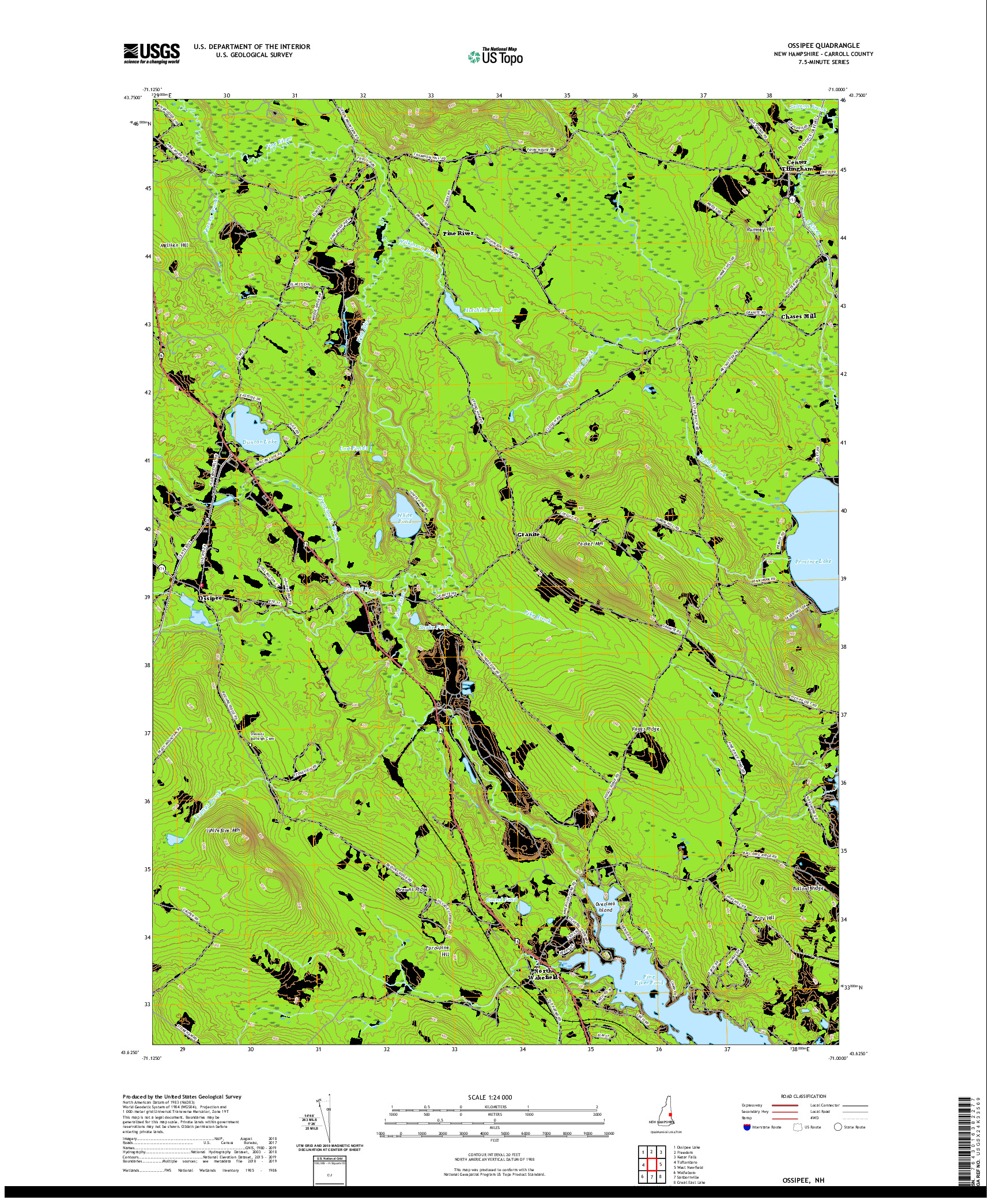 USGS US TOPO 7.5-MINUTE MAP FOR OSSIPEE, NH 2021