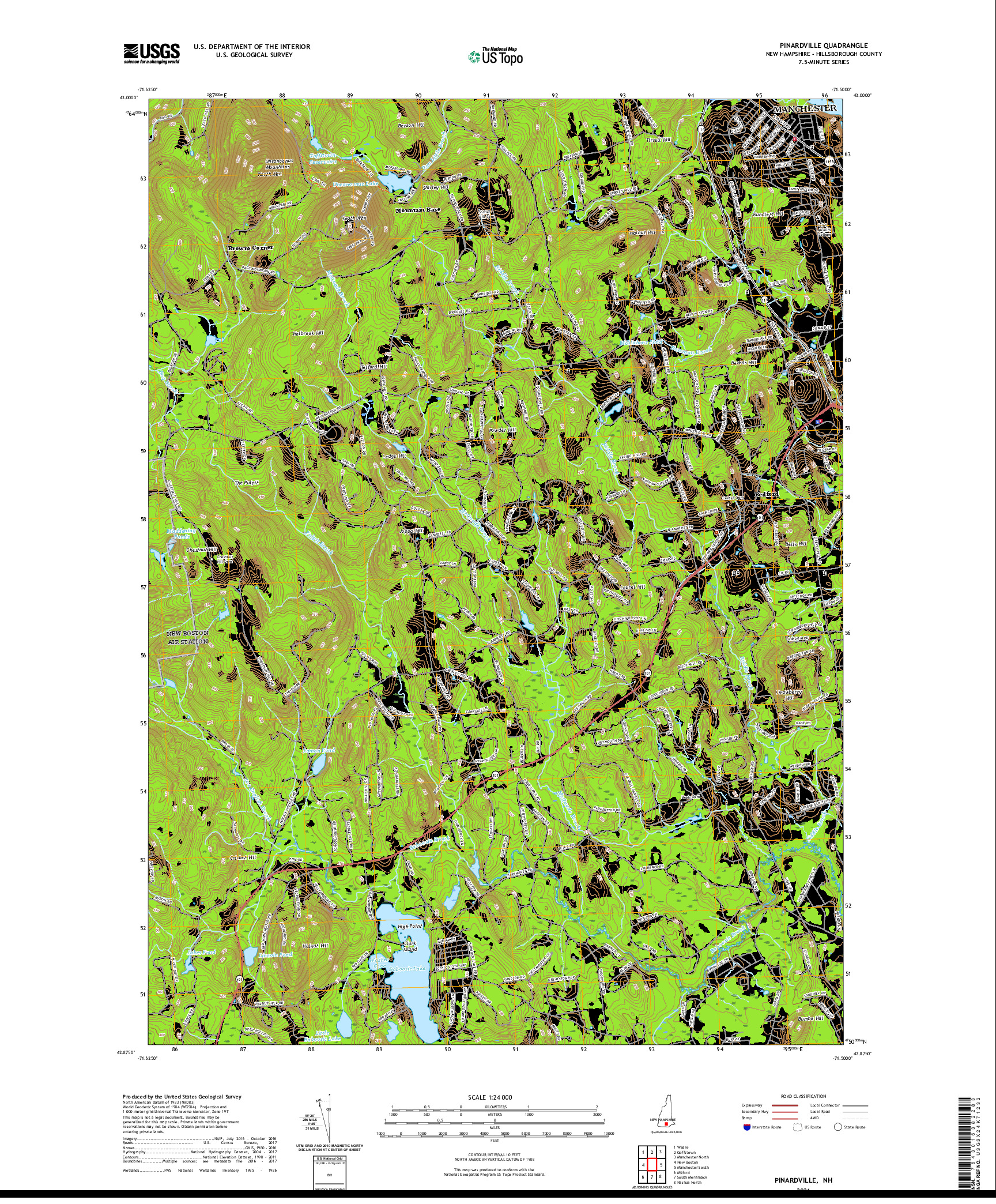 USGS US TOPO 7.5-MINUTE MAP FOR PINARDVILLE, NH 2021