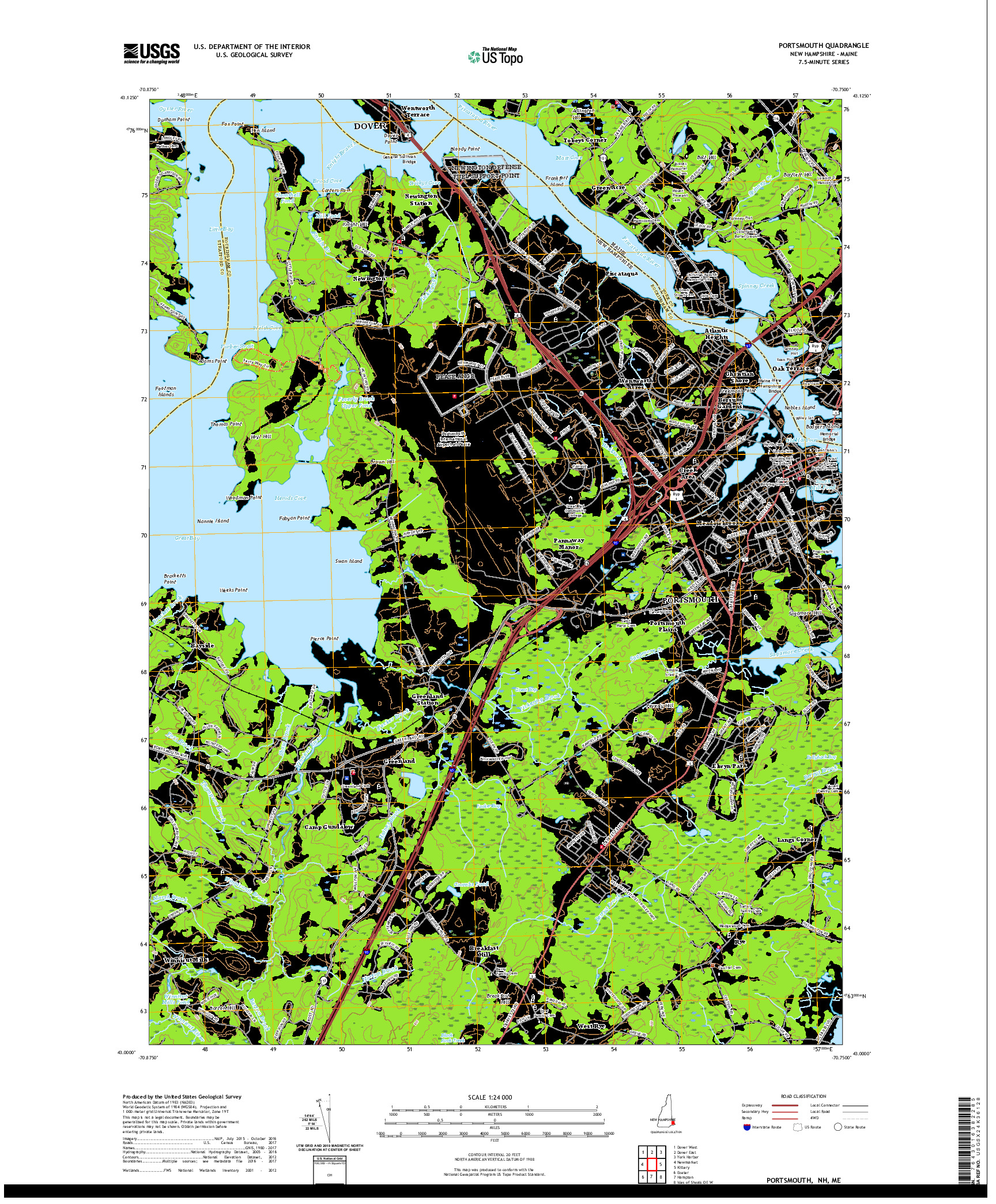 USGS US TOPO 7.5-MINUTE MAP FOR PORTSMOUTH, NH,ME 2021