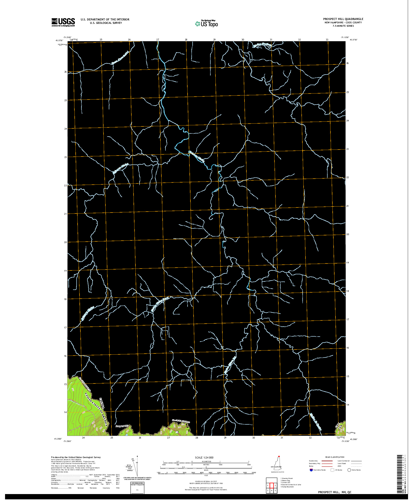 US TOPO 7.5-MINUTE MAP FOR PROSPECT HILL, NH,QC