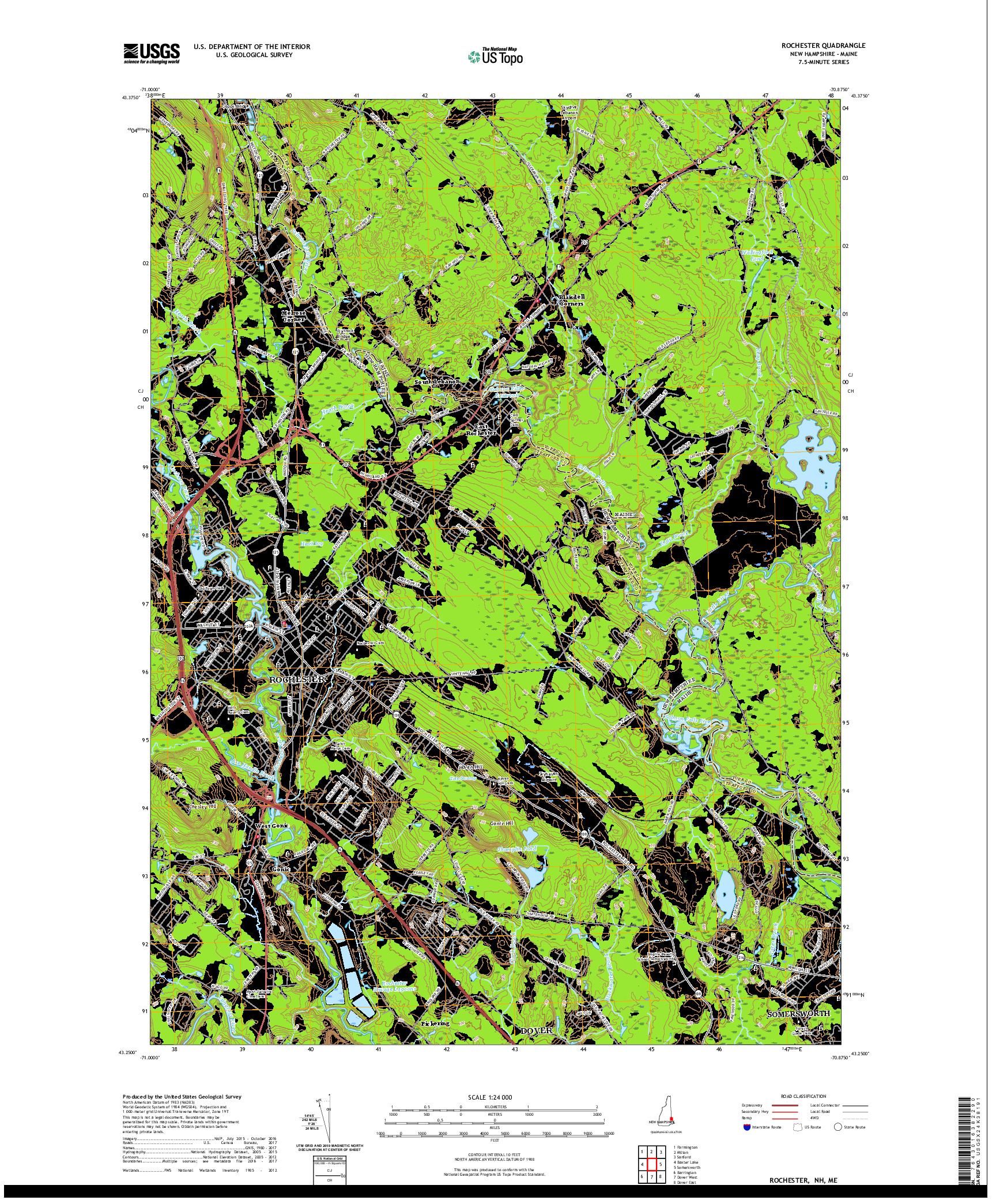 USGS US TOPO 7.5-MINUTE MAP FOR ROCHESTER, NH,ME 2021