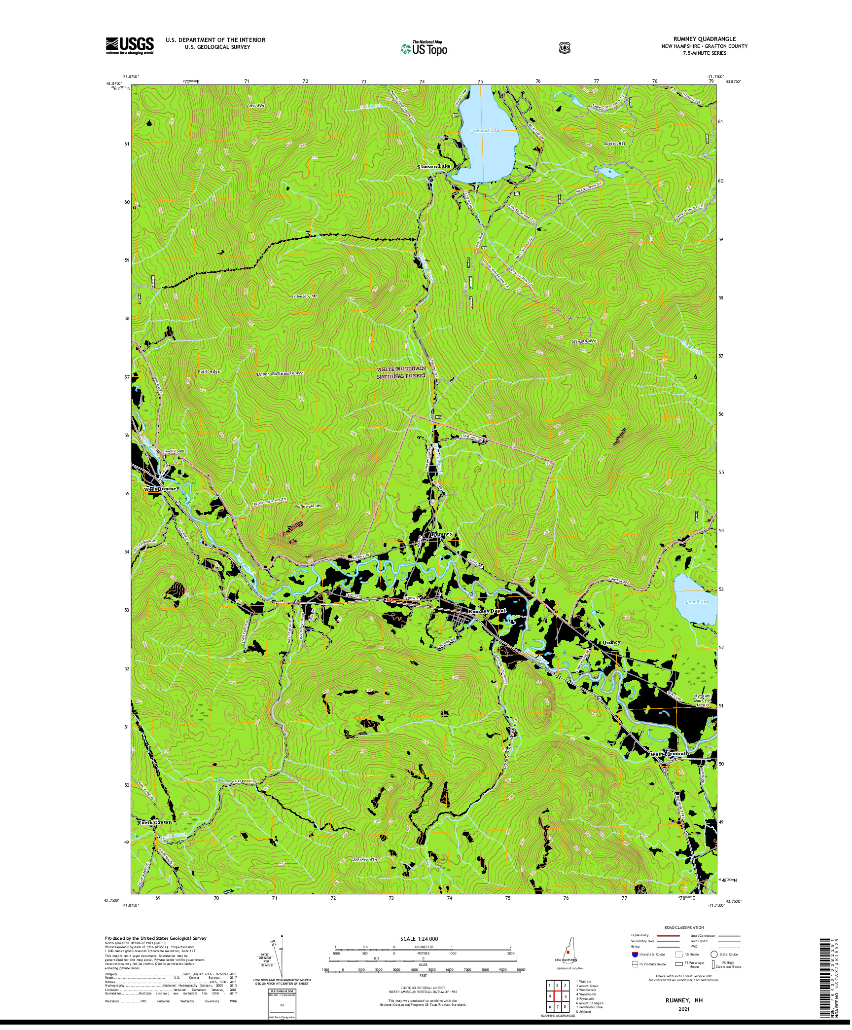 USGS US TOPO 7.5-MINUTE MAP FOR RUMNEY, NH 2021
