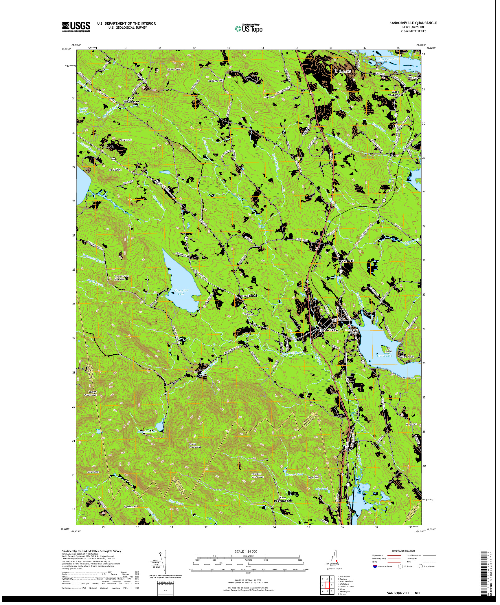 USGS US TOPO 7.5-MINUTE MAP FOR SANBORNVILLE, NH 2021