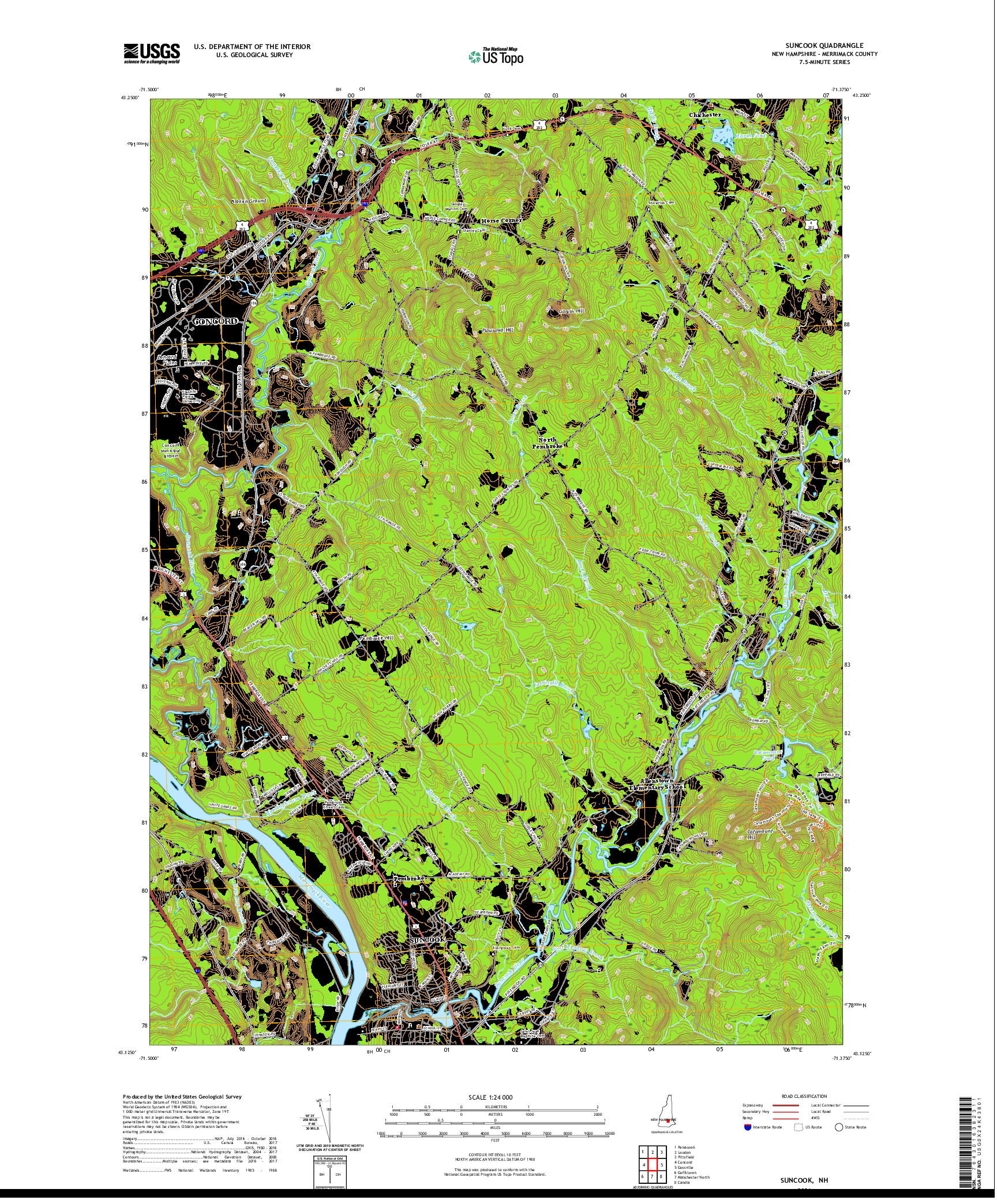 USGS US TOPO 7.5-MINUTE MAP FOR SUNCOOK, NH 2021