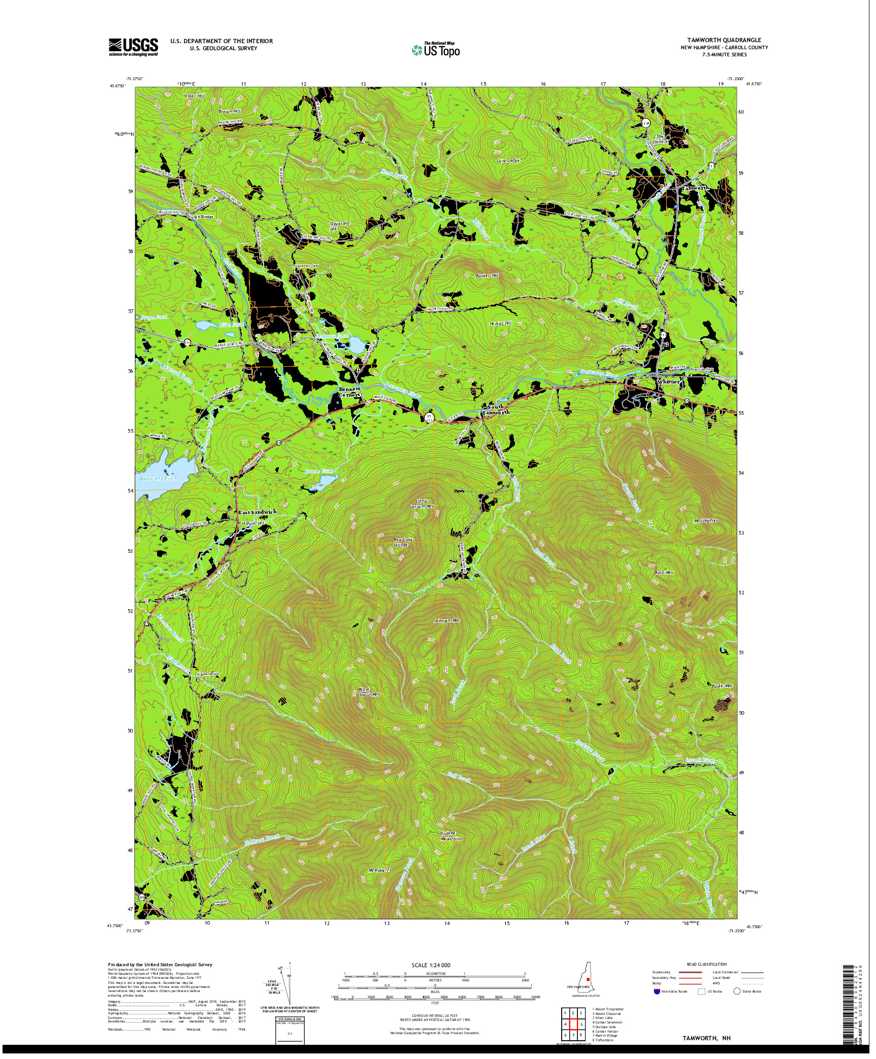 USGS US TOPO 7.5-MINUTE MAP FOR TAMWORTH, NH 2021