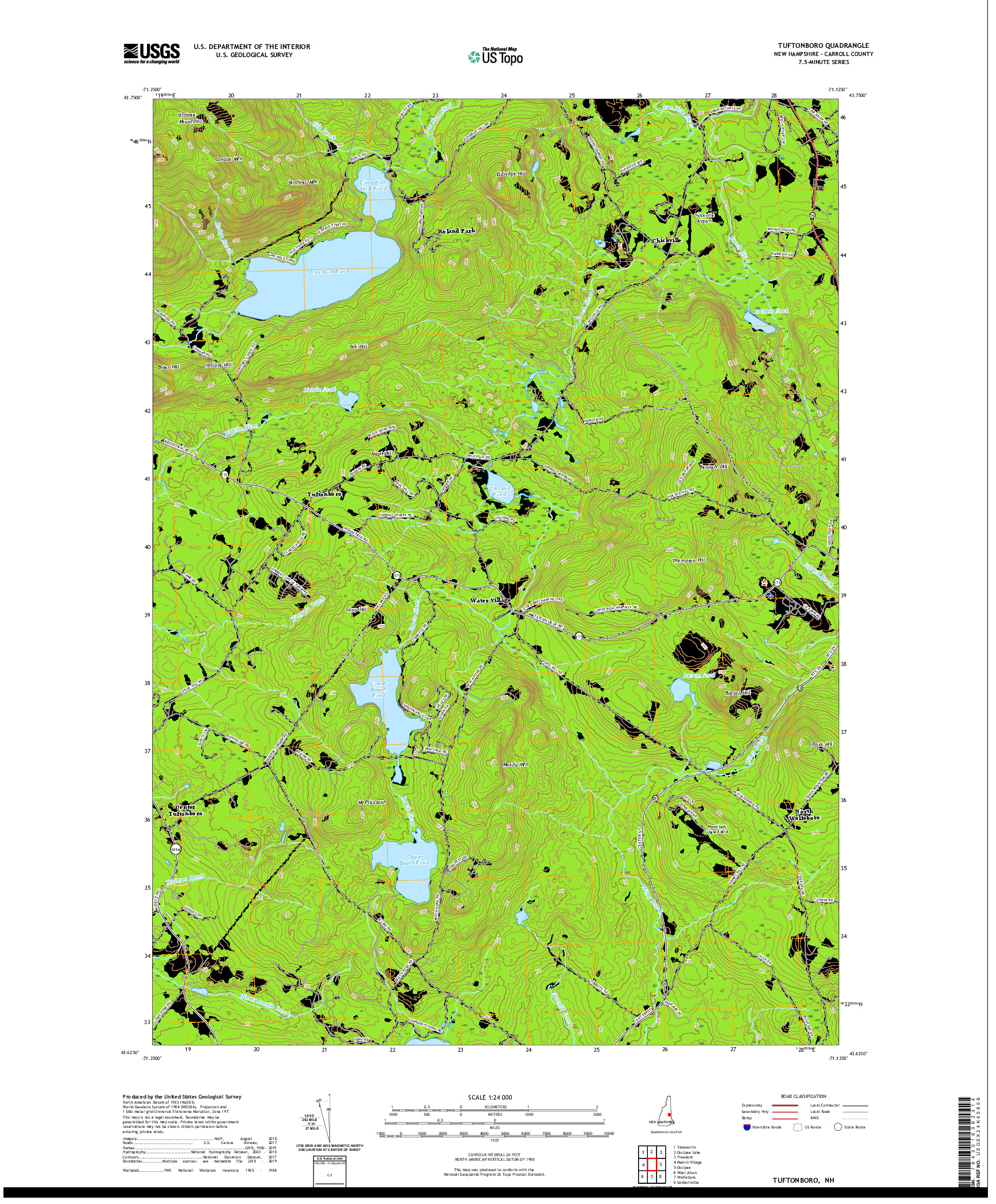 USGS US TOPO 7.5-MINUTE MAP FOR TUFTONBORO, NH 2021