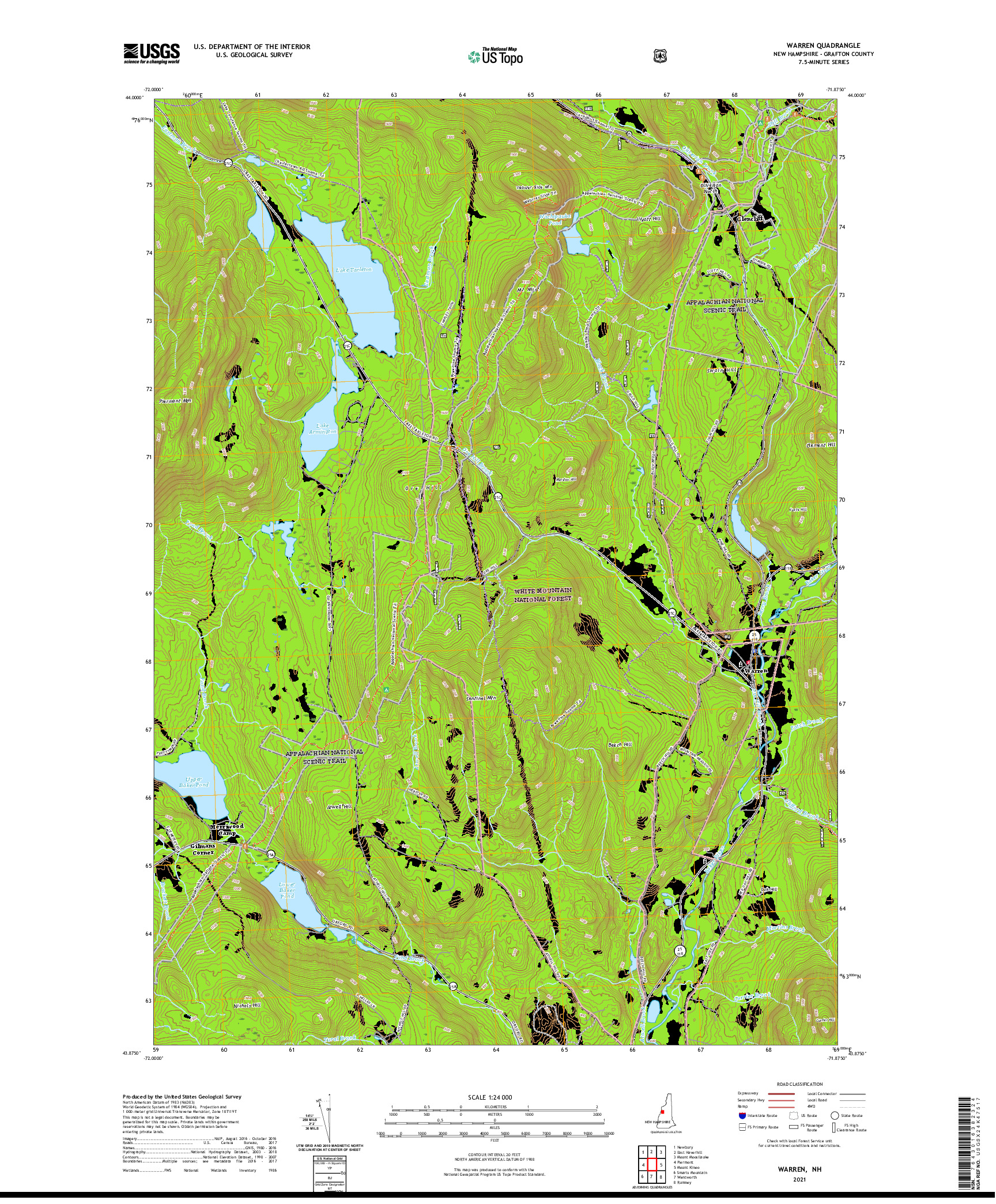 USGS US TOPO 7.5-MINUTE MAP FOR WARREN, NH 2021