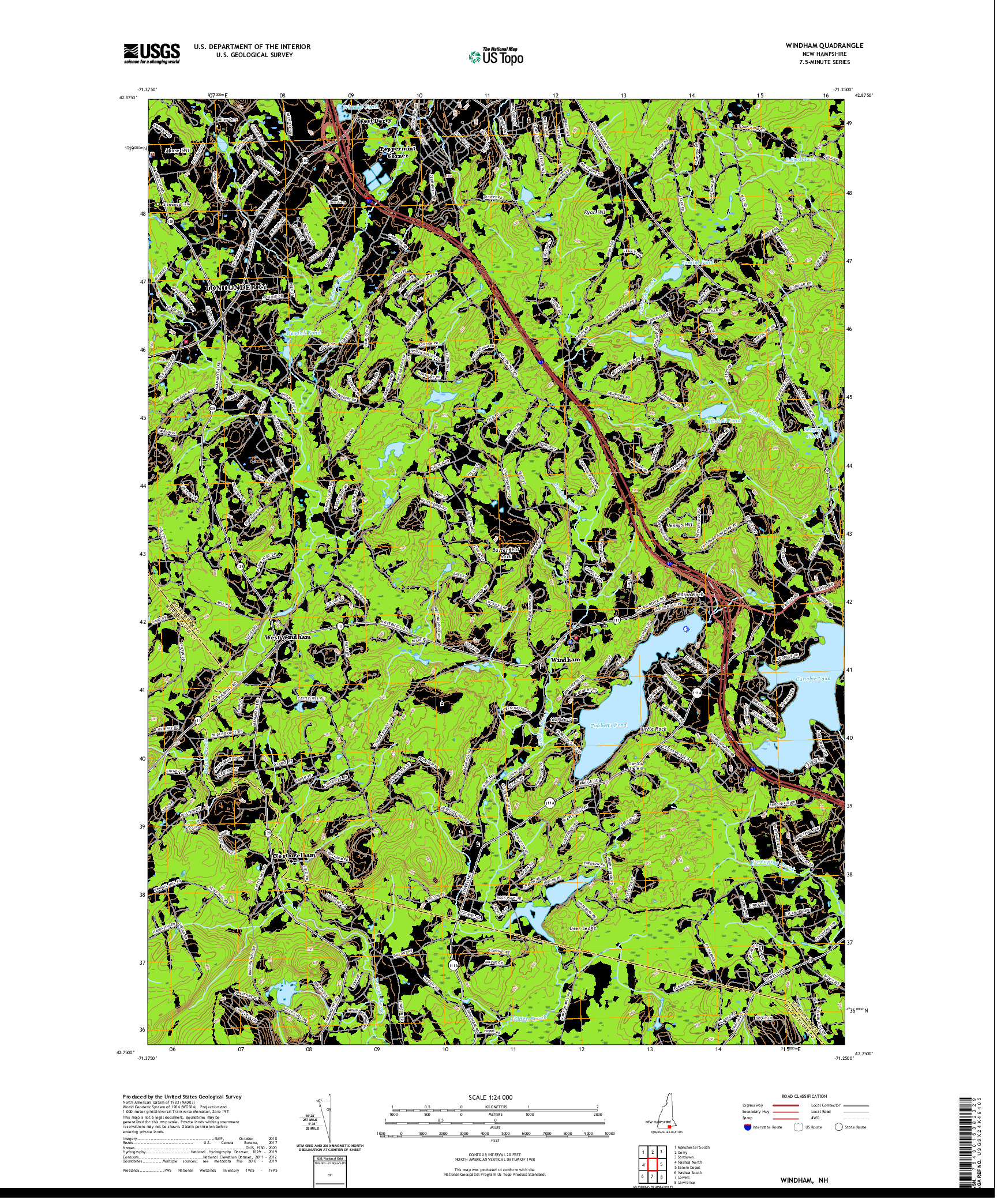 USGS US TOPO 7.5-MINUTE MAP FOR WINDHAM, NH 2021