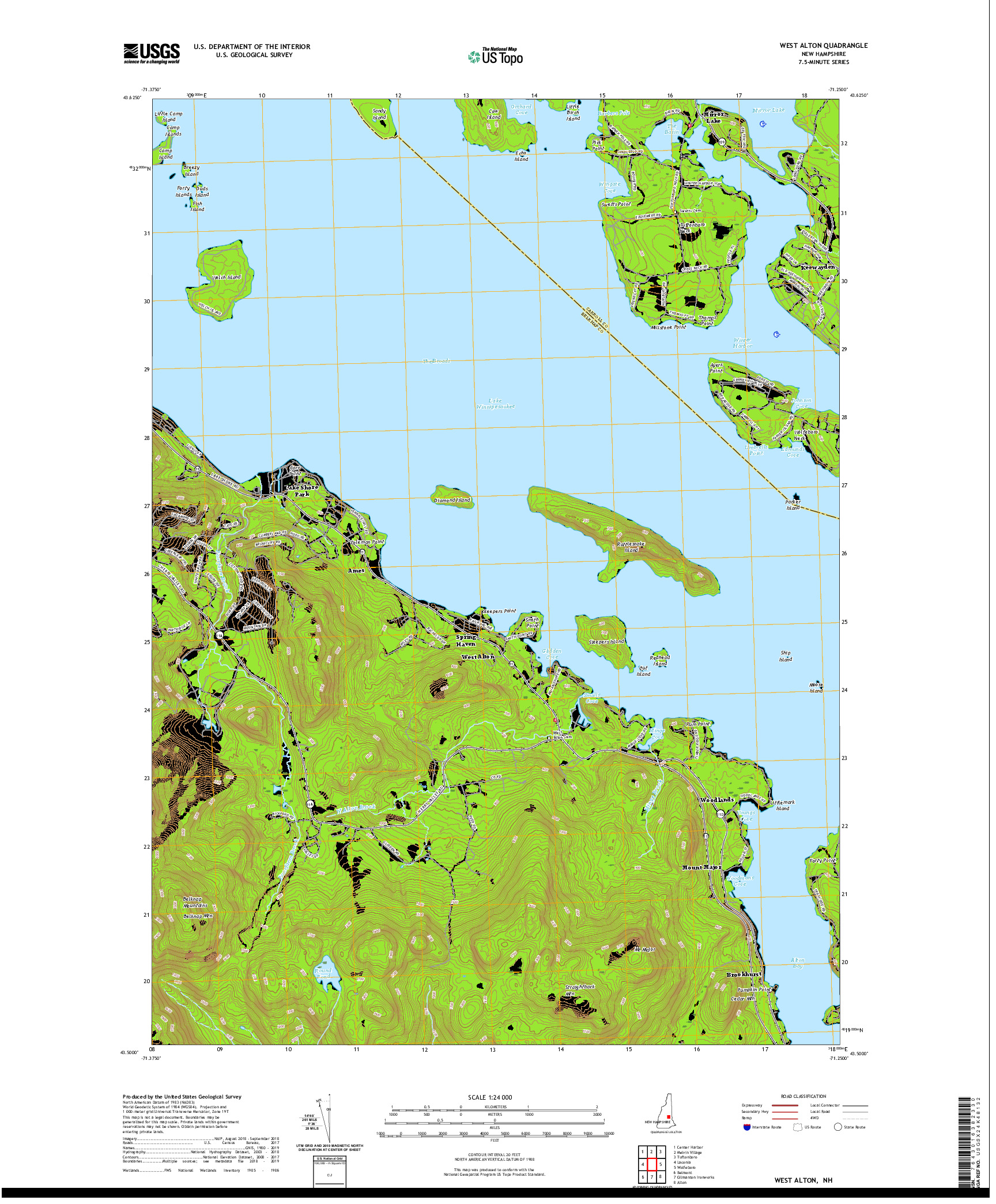 USGS US TOPO 7.5-MINUTE MAP FOR WEST ALTON, NH 2021