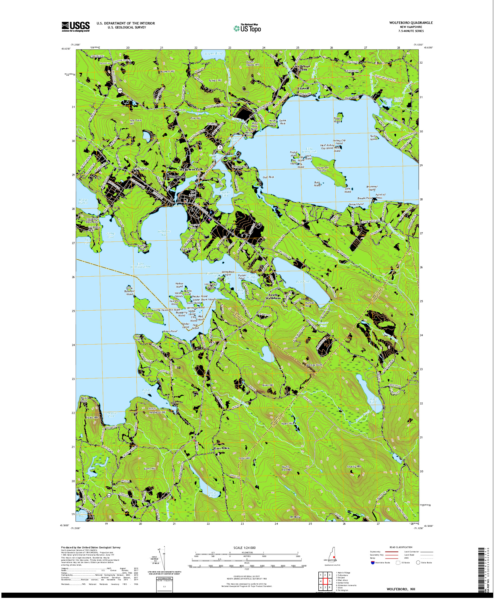 USGS US TOPO 7.5-MINUTE MAP FOR WOLFEBORO, NH 2021