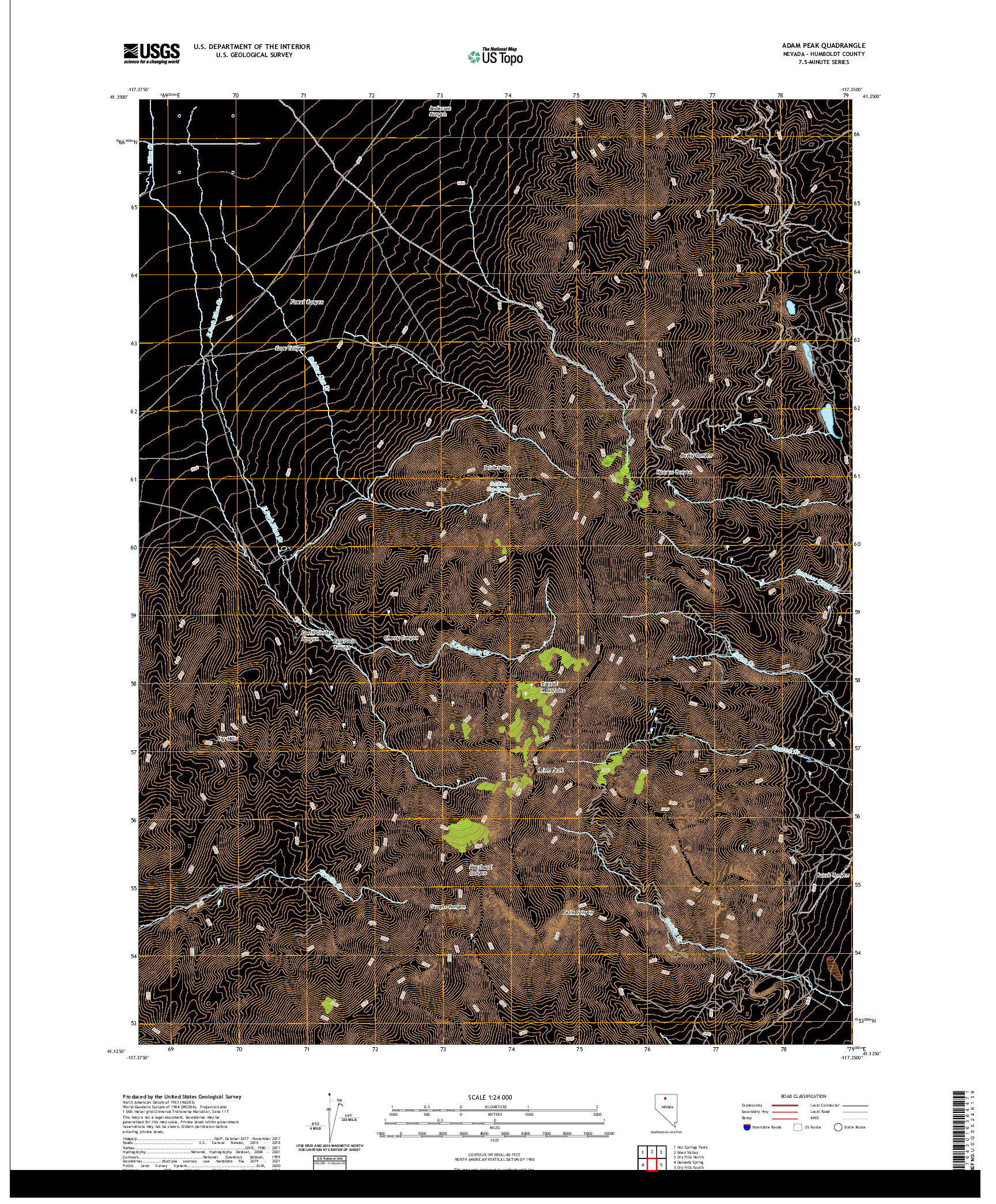 US TOPO 7.5-MINUTE MAP FOR ADAM PEAK, NV