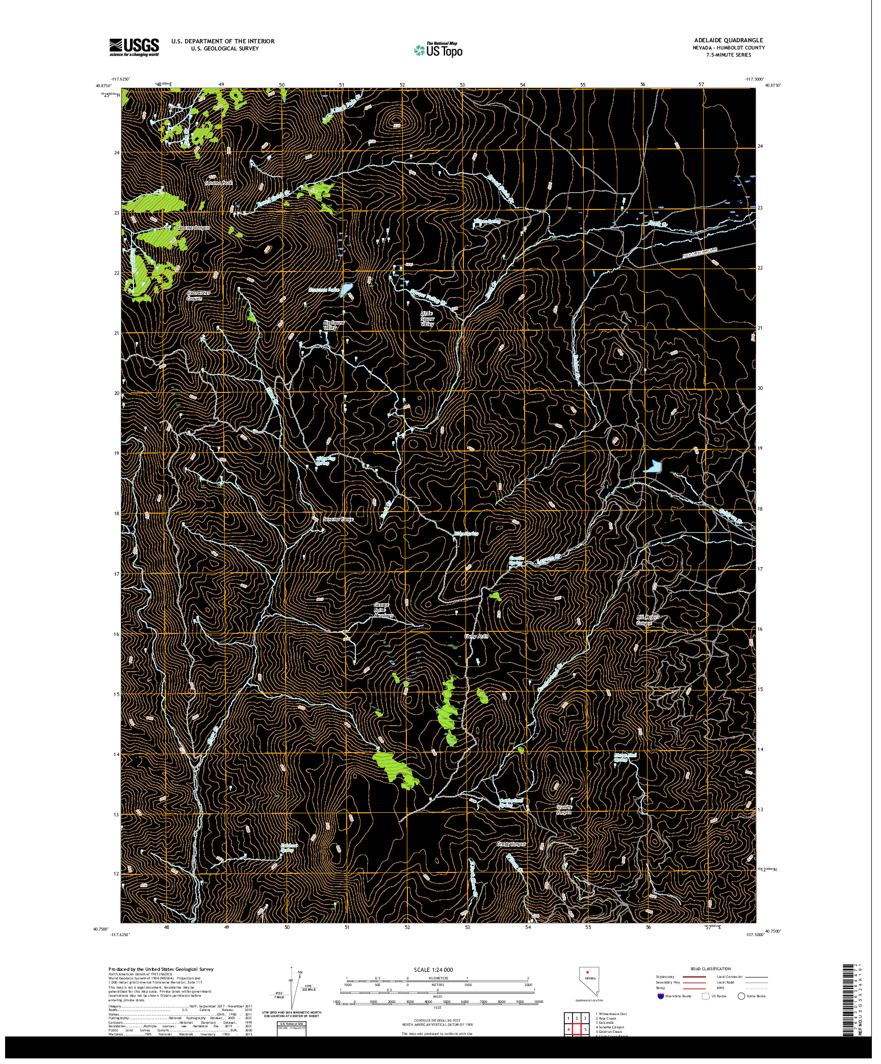 US TOPO 7.5-MINUTE MAP FOR ADELAIDE, NV