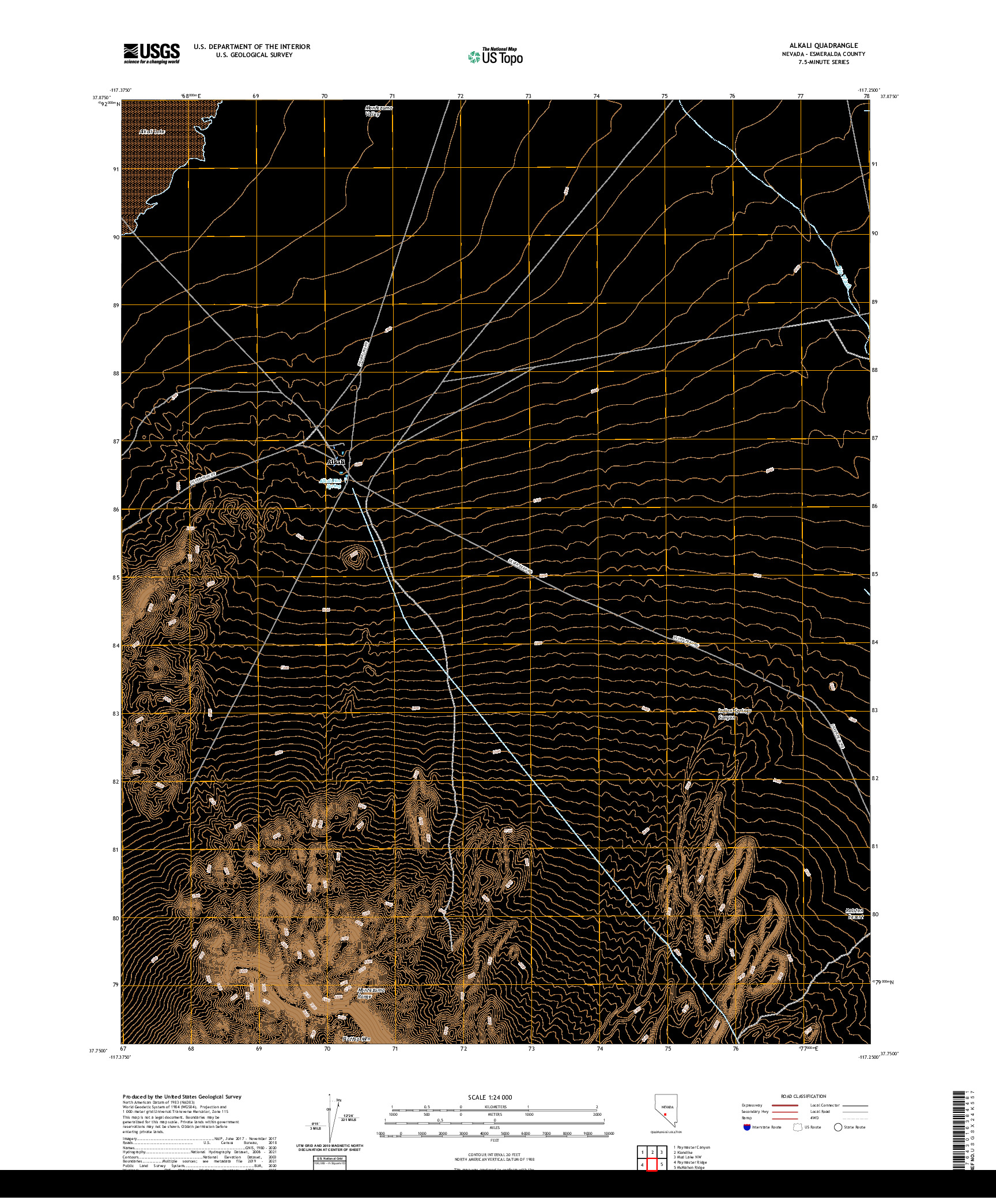 US TOPO 7.5-MINUTE MAP FOR ALKALI, NV