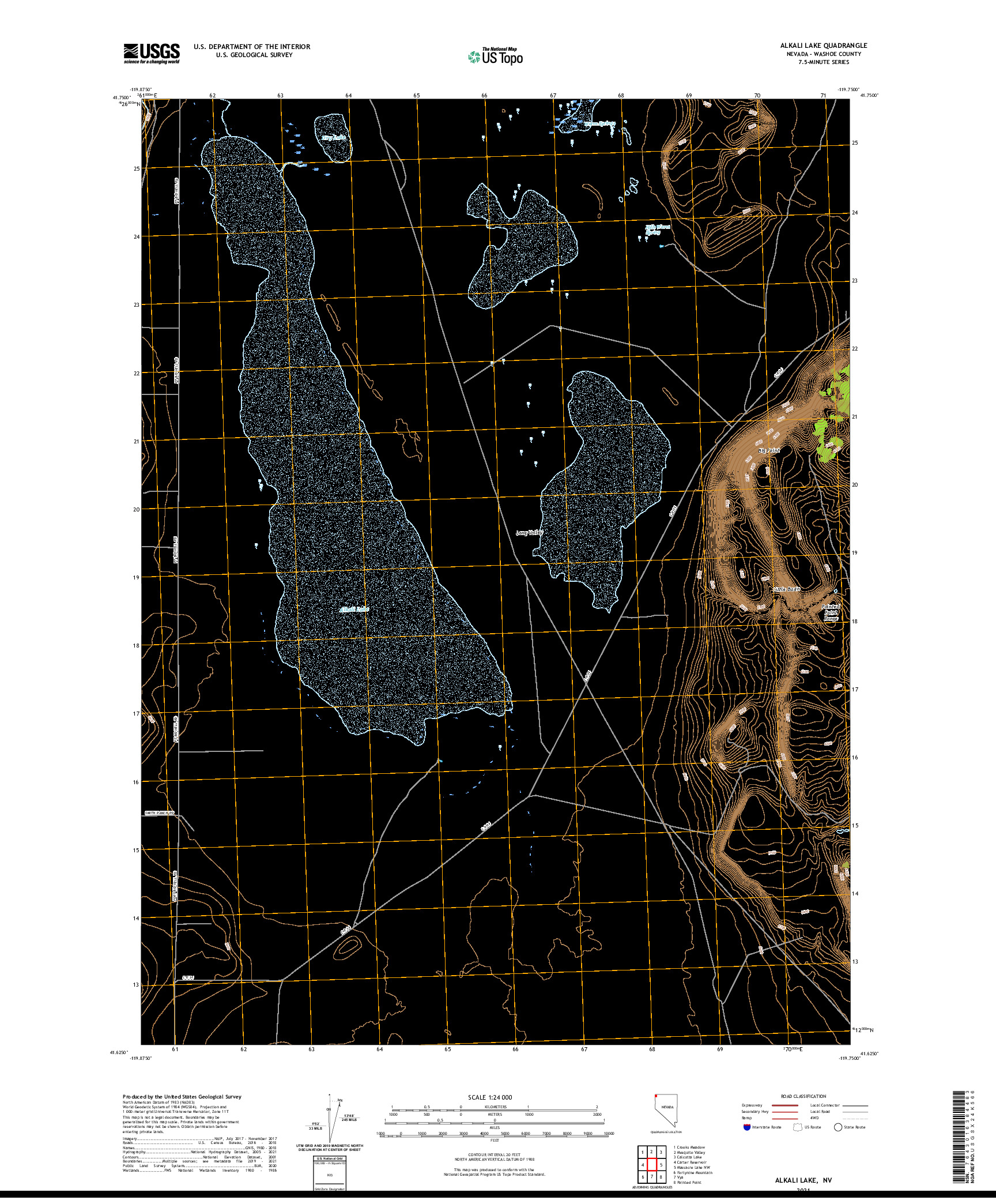 US TOPO 7.5-MINUTE MAP FOR ALKALI LAKE, NV