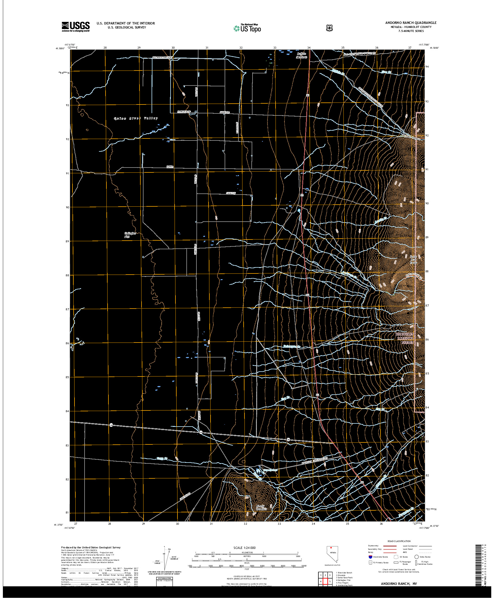 US TOPO 7.5-MINUTE MAP FOR ANDORNO RANCH, NV