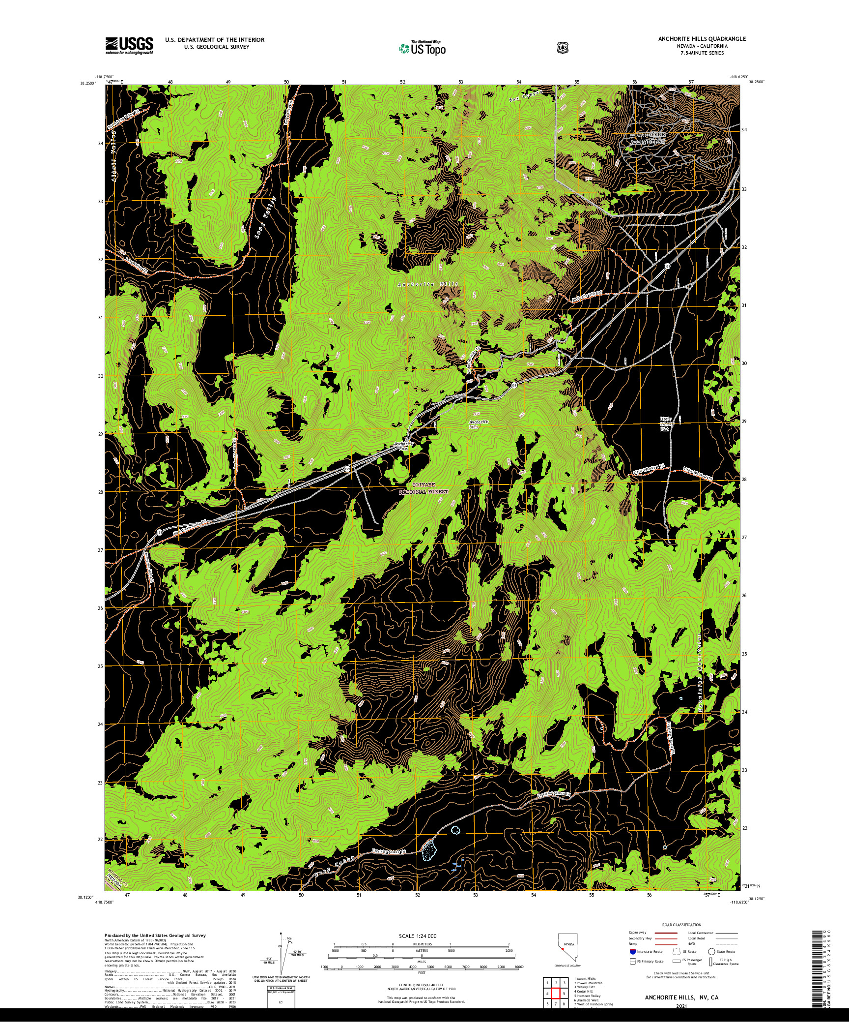 US TOPO 7.5-MINUTE MAP FOR ANCHORITE HILLS, NV,CA