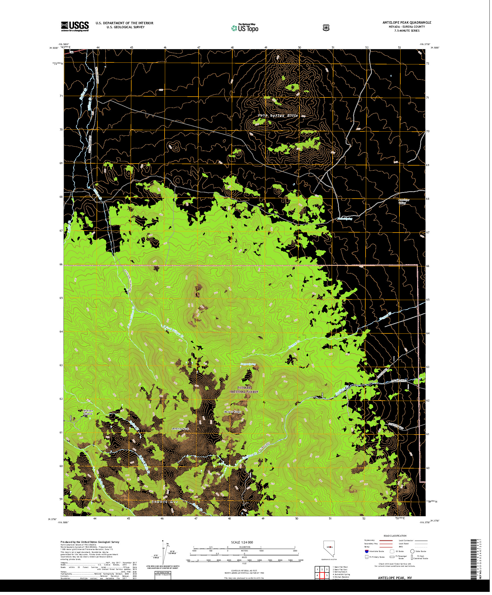 US TOPO 7.5-MINUTE MAP FOR ANTELOPE PEAK, NV