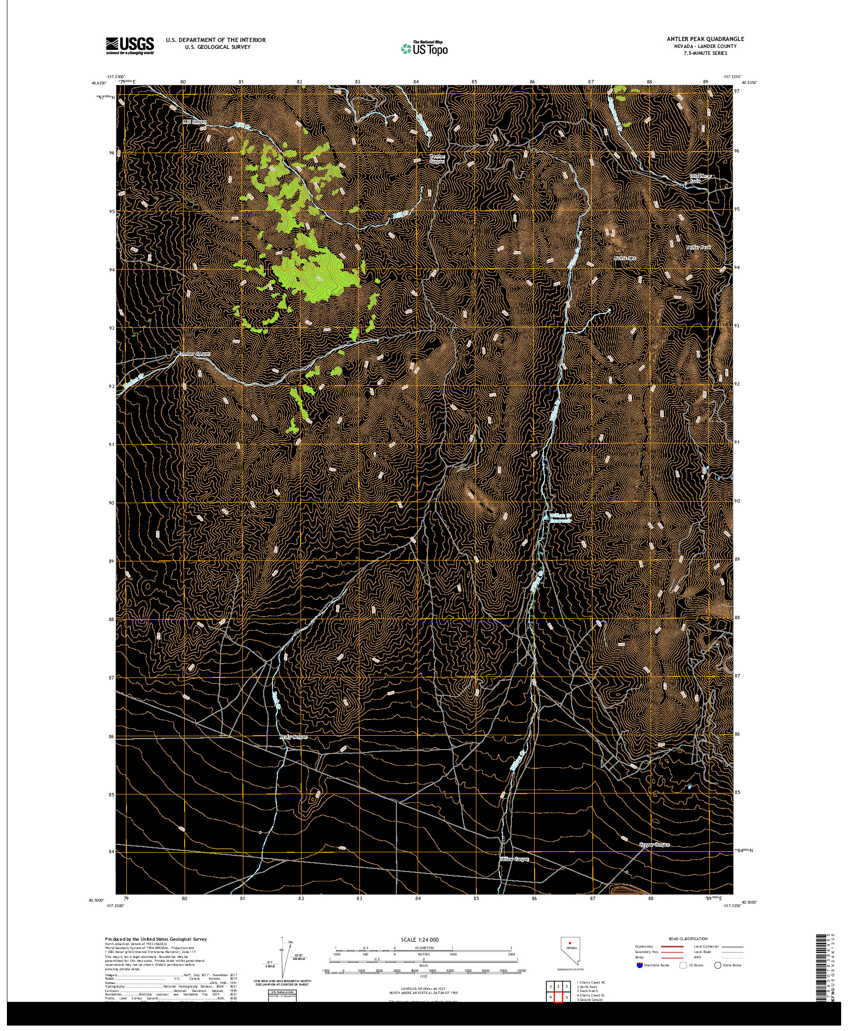 US TOPO 7.5-MINUTE MAP FOR ANTLER PEAK, NV