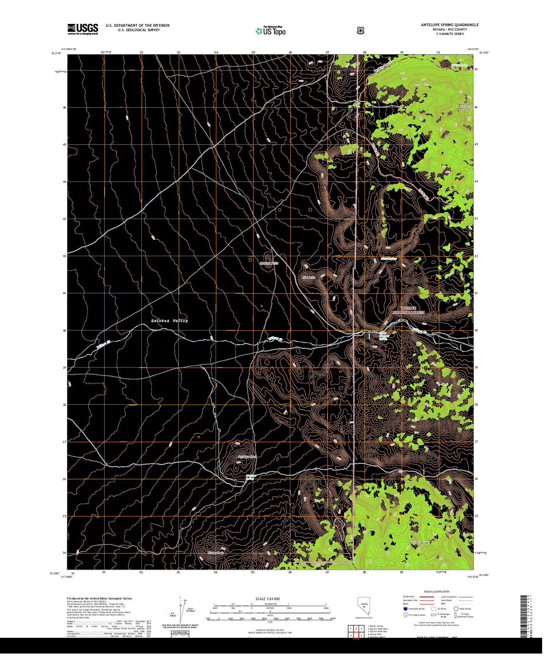 US TOPO 7.5-MINUTE MAP FOR ANTELOPE SPRING, NV