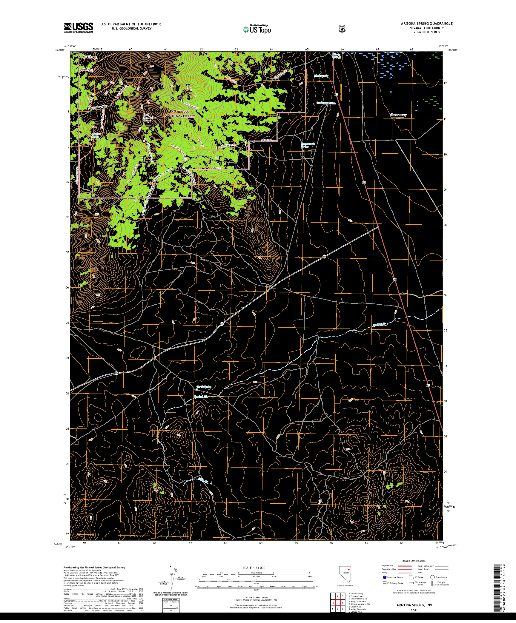 US TOPO 7.5-MINUTE MAP FOR ARIZONA SPRING, NV