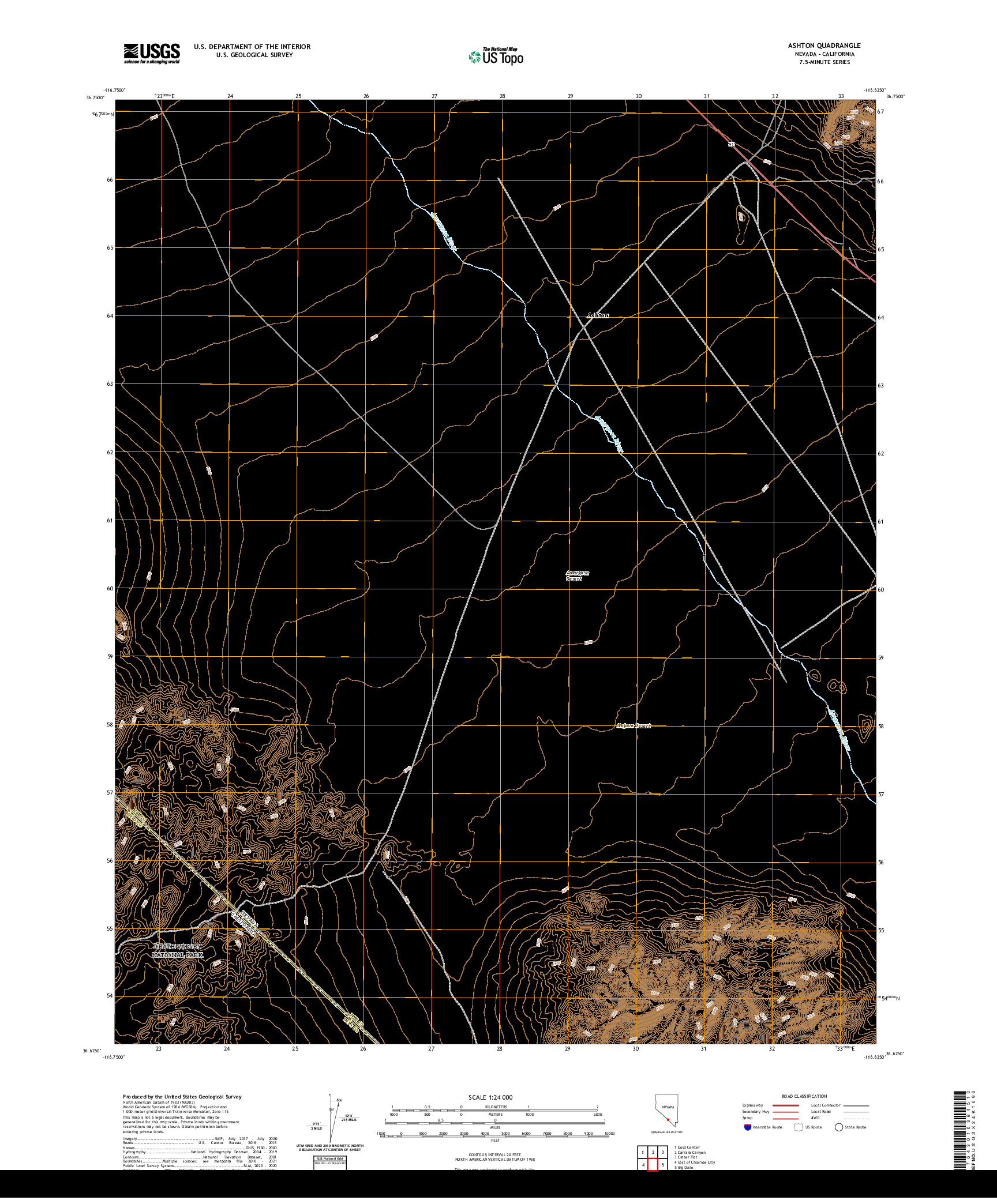 US TOPO 7.5-MINUTE MAP FOR ASHTON, NV,CA