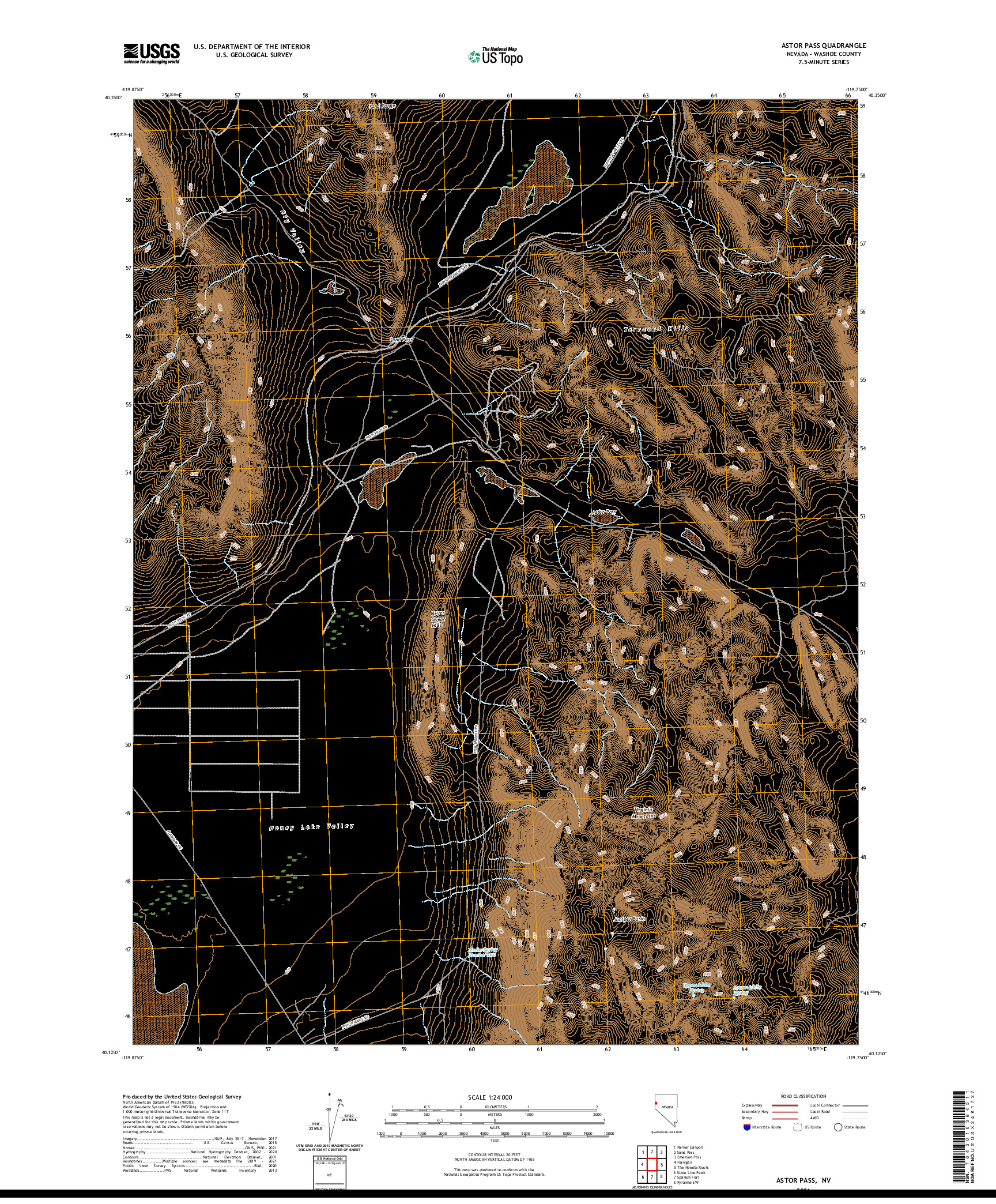 US TOPO 7.5-MINUTE MAP FOR ASTOR PASS, NV