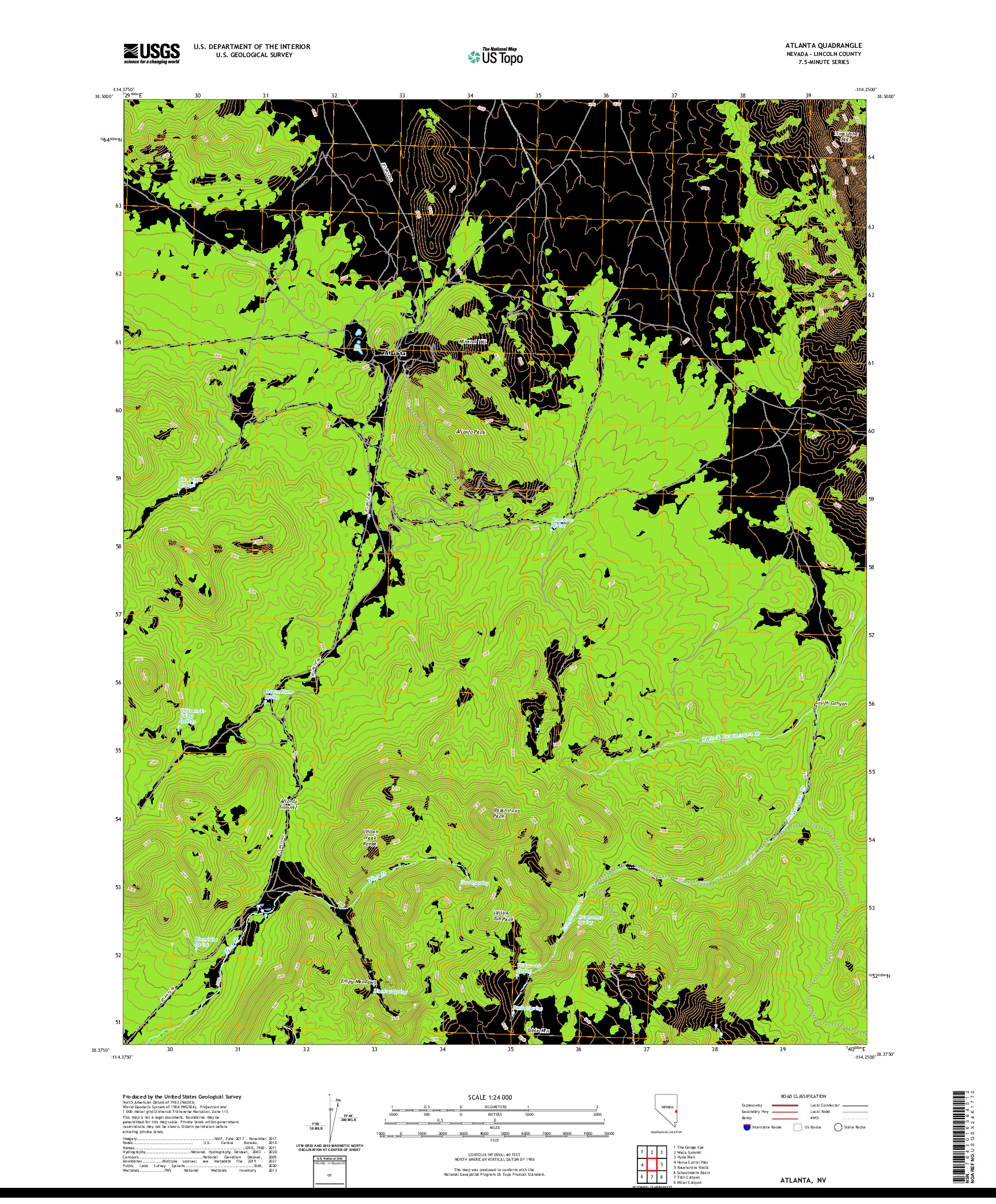 US TOPO 7.5-MINUTE MAP FOR ATLANTA, NV