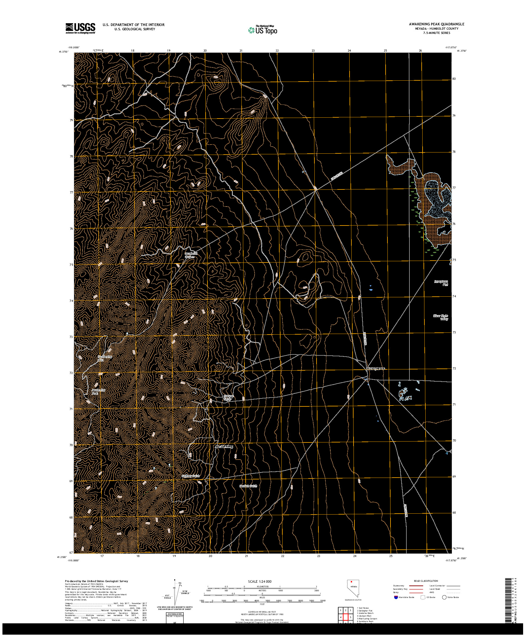 US TOPO 7.5-MINUTE MAP FOR AWAKENING PEAK, NV