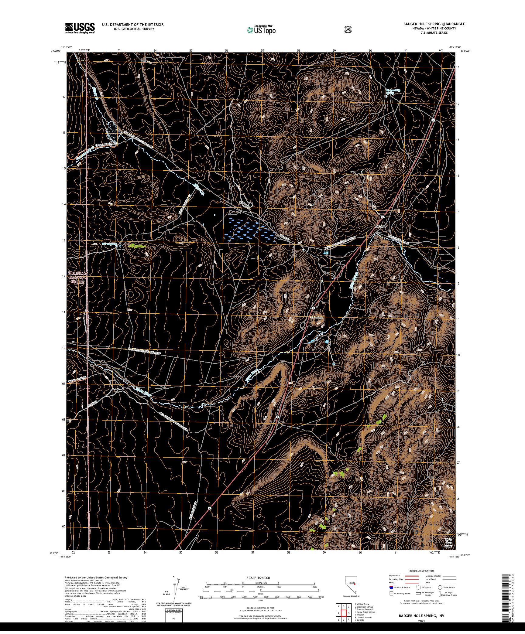 US TOPO 7.5-MINUTE MAP FOR BADGER HOLE SPRING, NV