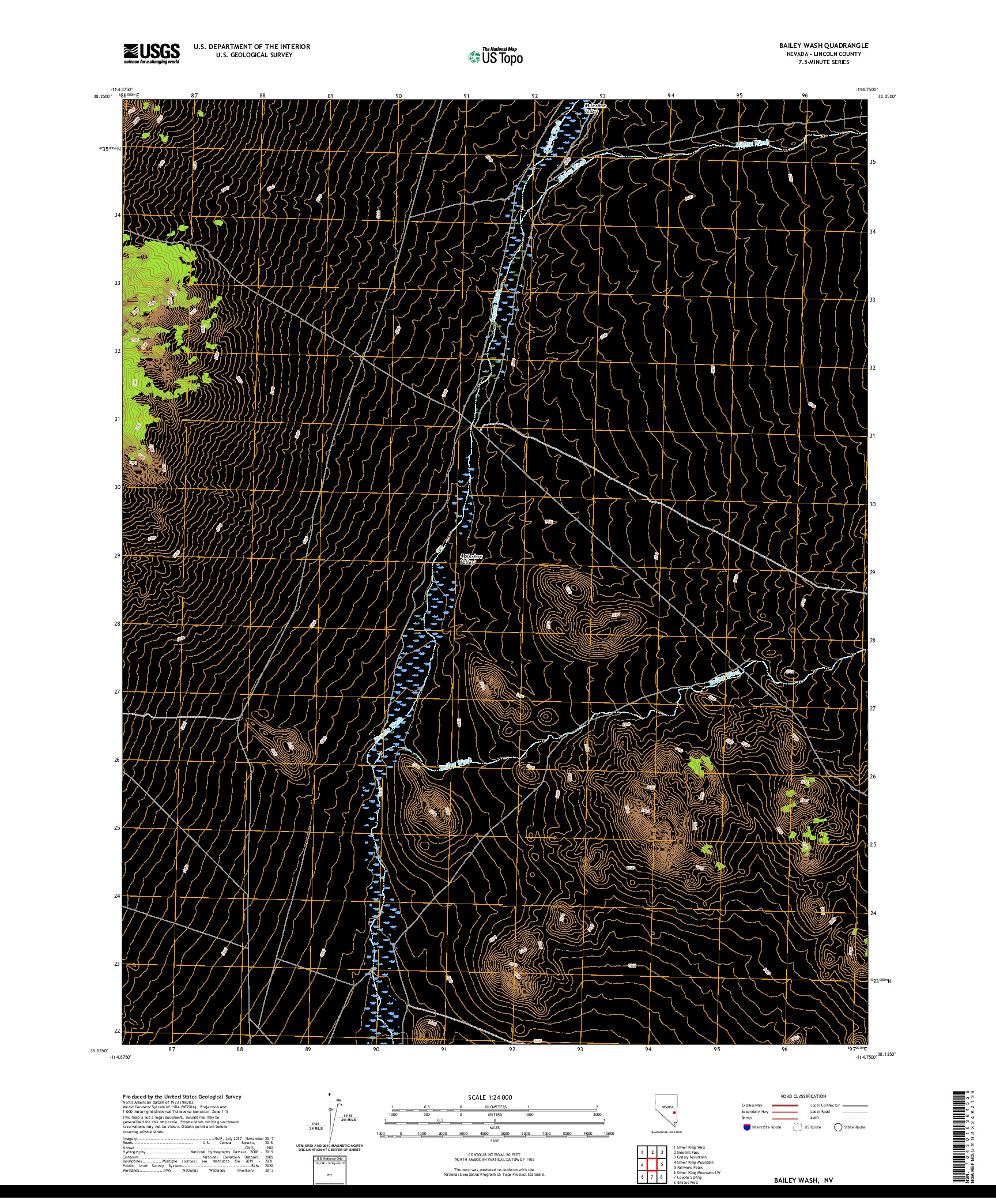 US TOPO 7.5-MINUTE MAP FOR BAILEY WASH, NV