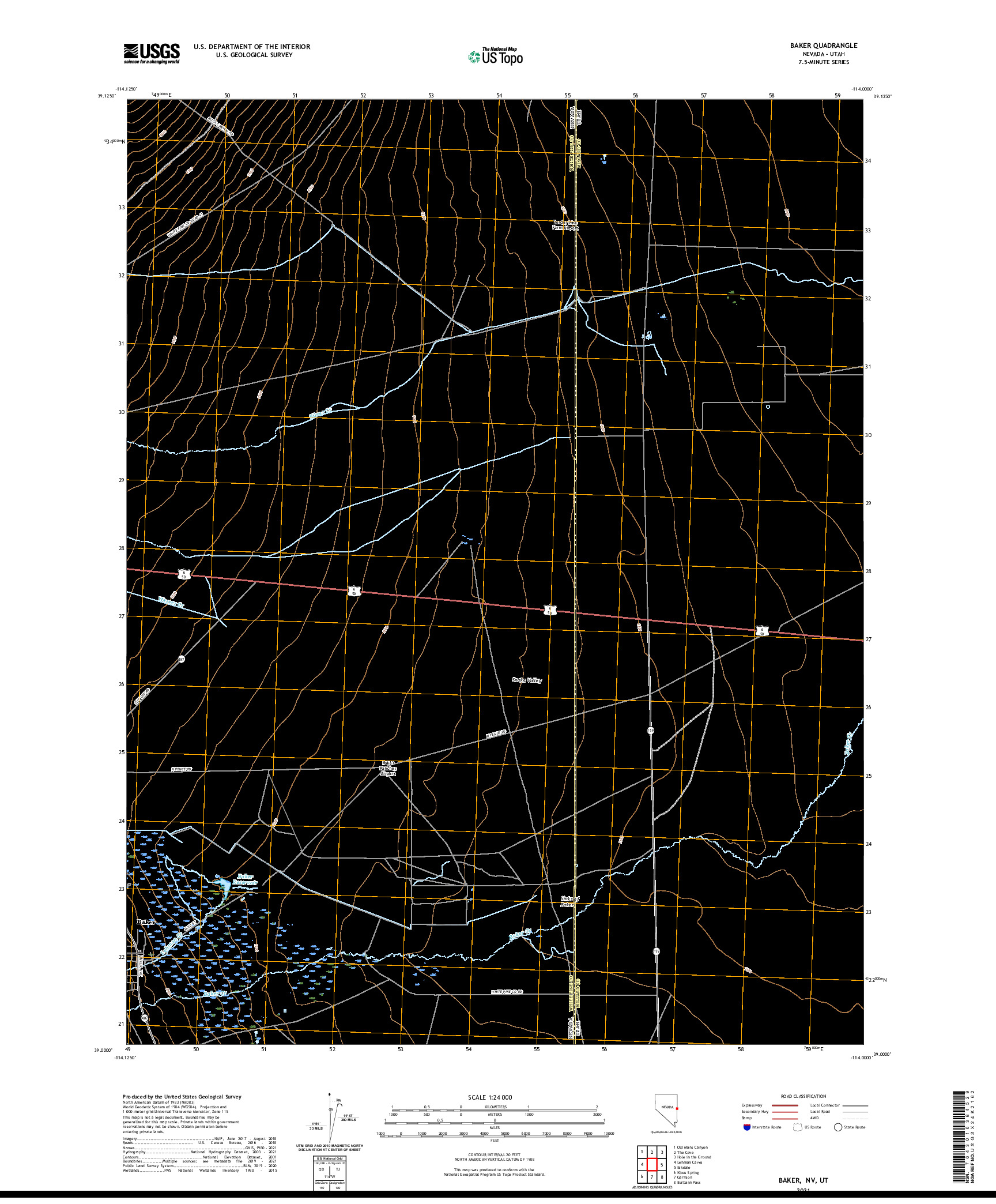 US TOPO 7.5-MINUTE MAP FOR BAKER, NV,UT