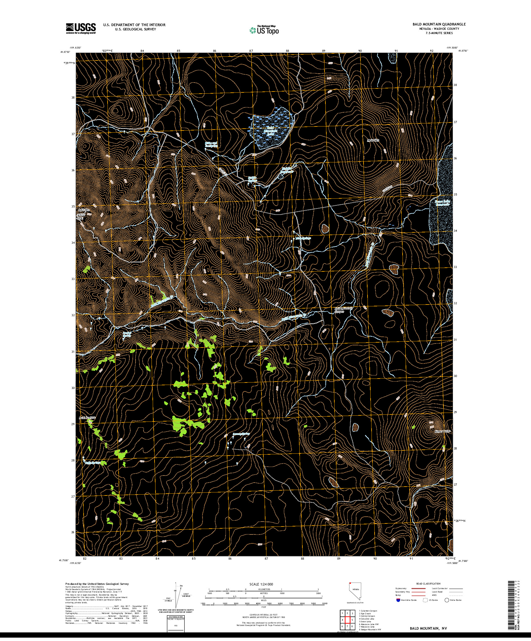 US TOPO 7.5-MINUTE MAP FOR BALD MOUNTAIN, NV