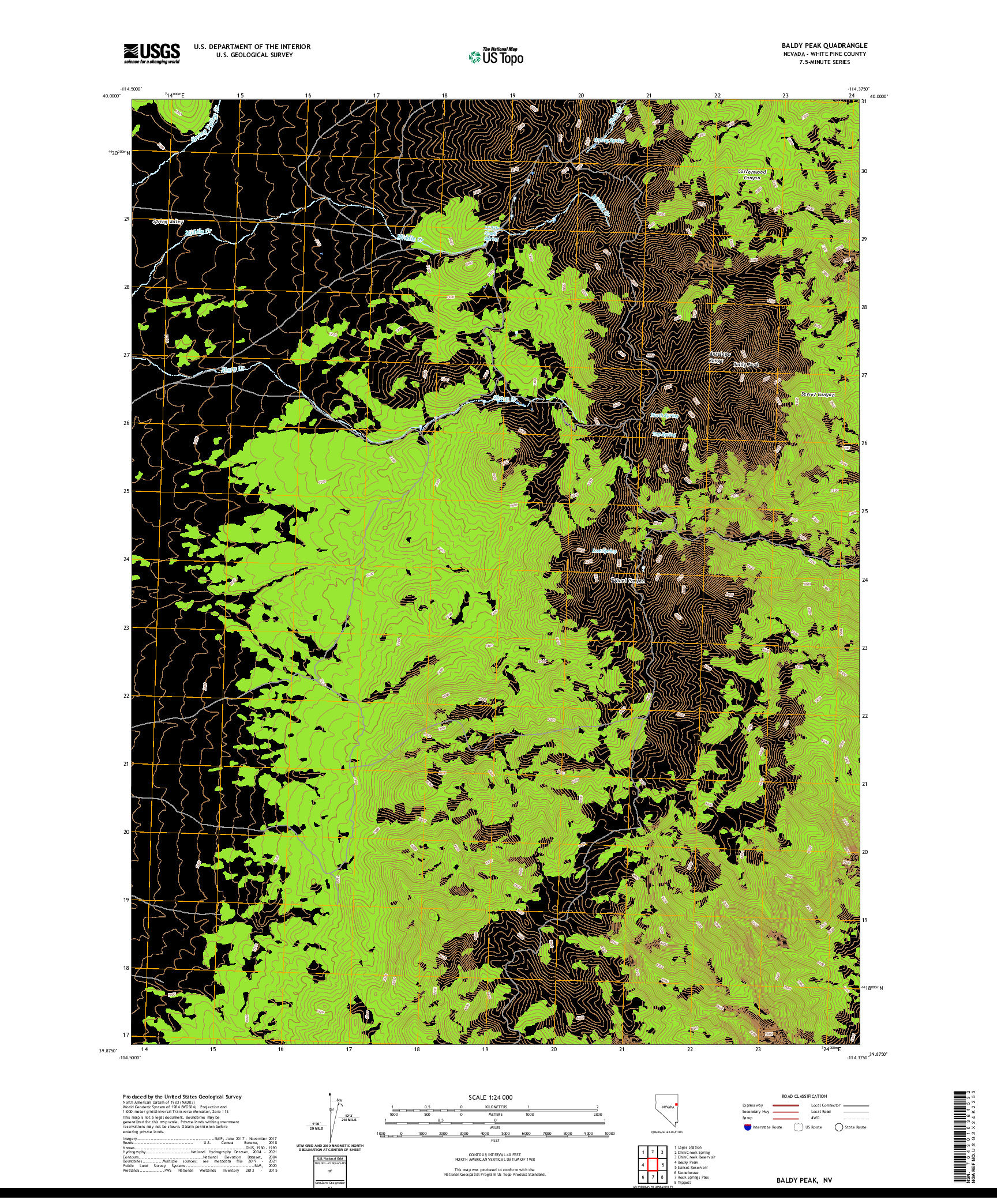 US TOPO 7.5-MINUTE MAP FOR BALDY PEAK, NV