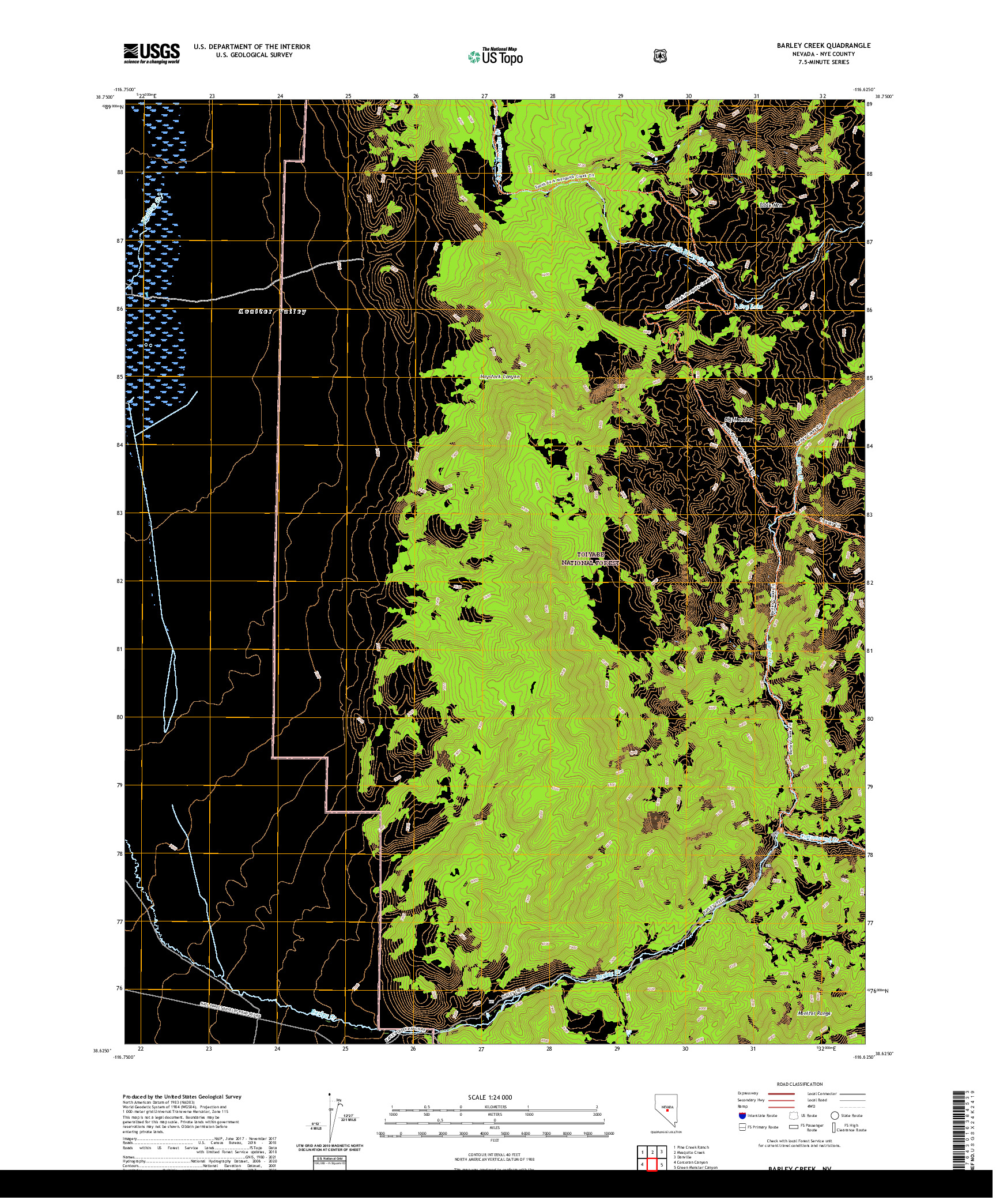 US TOPO 7.5-MINUTE MAP FOR BARLEY CREEK, NV