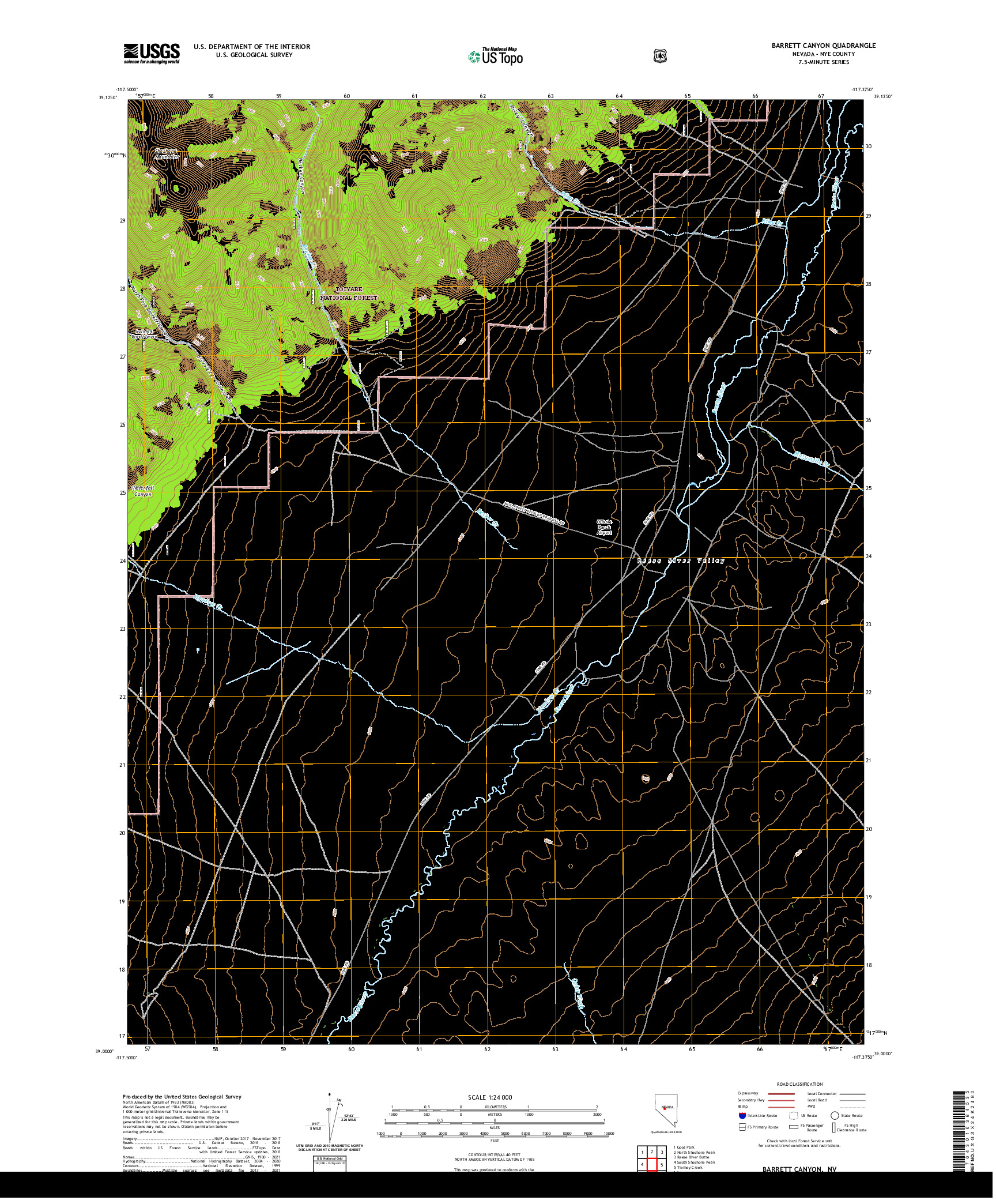 US TOPO 7.5-MINUTE MAP FOR BARRETT CANYON, NV