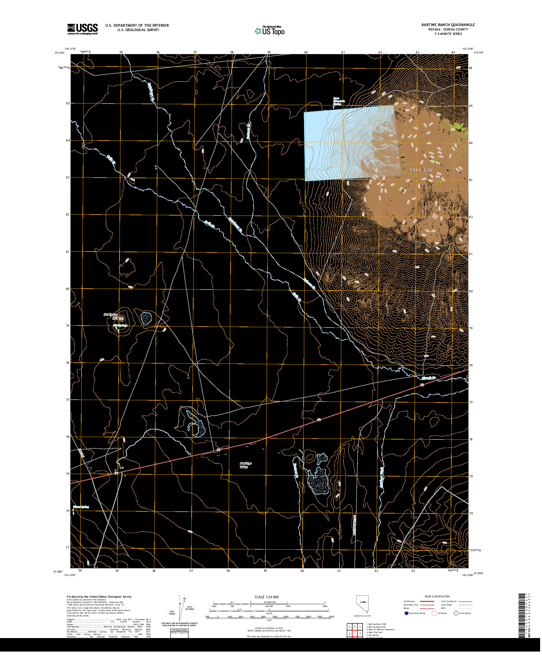 US TOPO 7.5-MINUTE MAP FOR BARTINE RANCH, NV