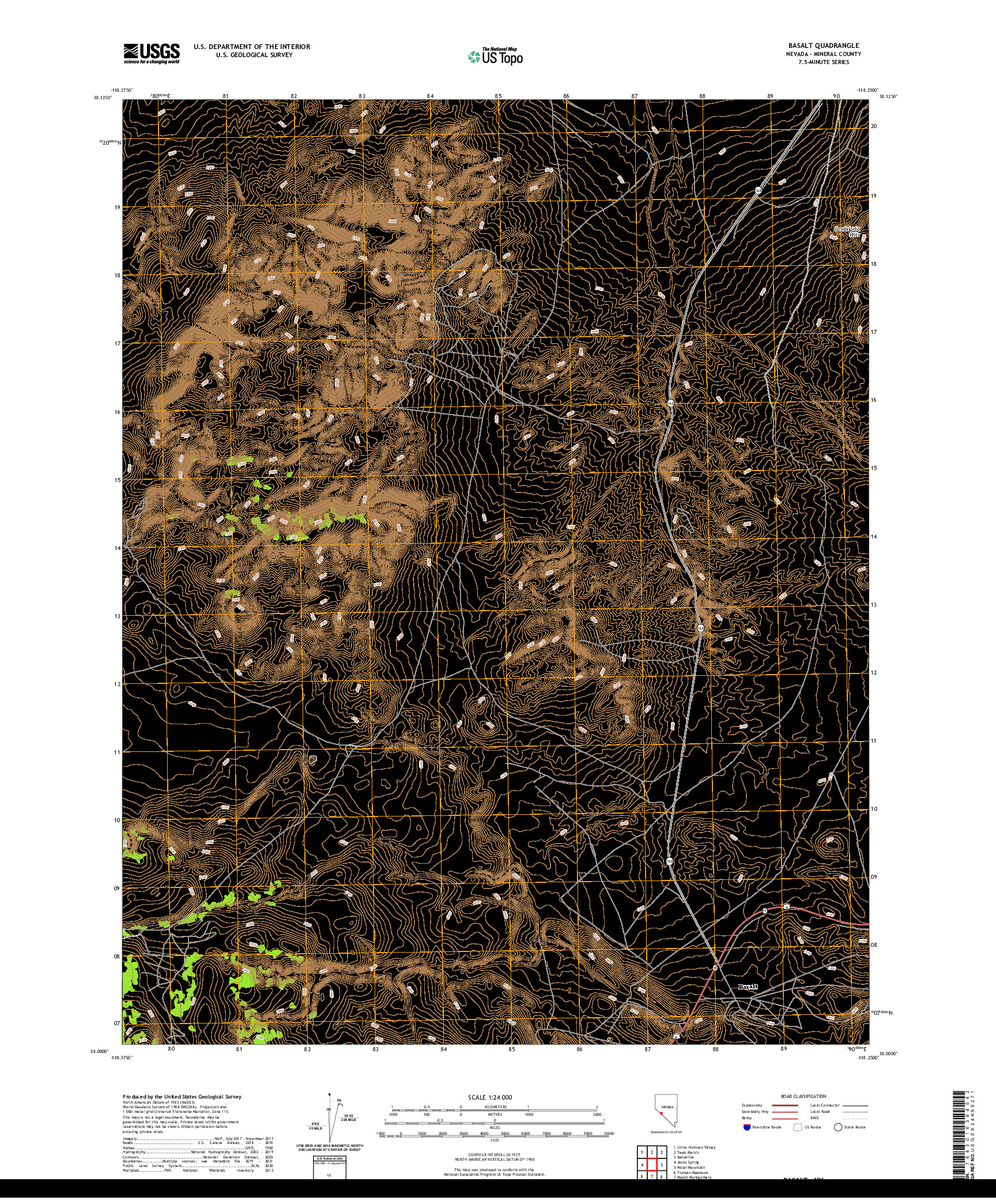 US TOPO 7.5-MINUTE MAP FOR BASALT, NV