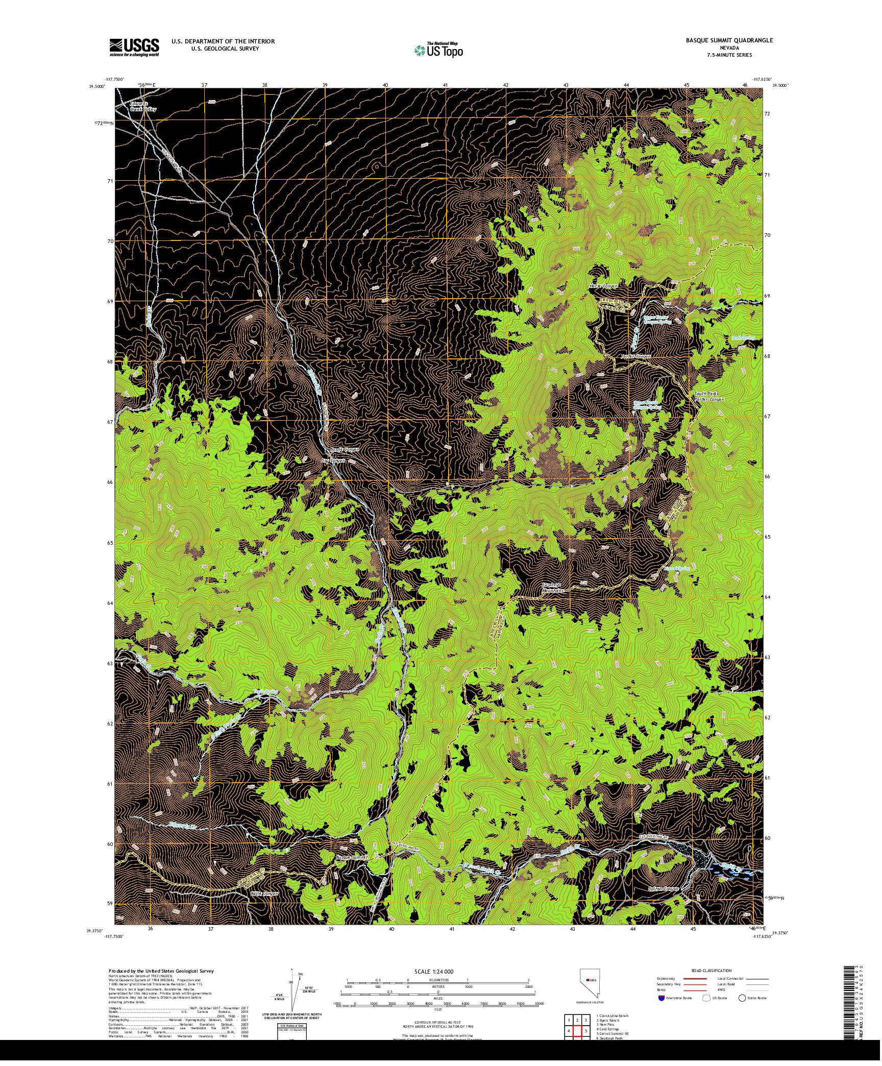 US TOPO 7.5-MINUTE MAP FOR BASQUE SUMMIT, NV