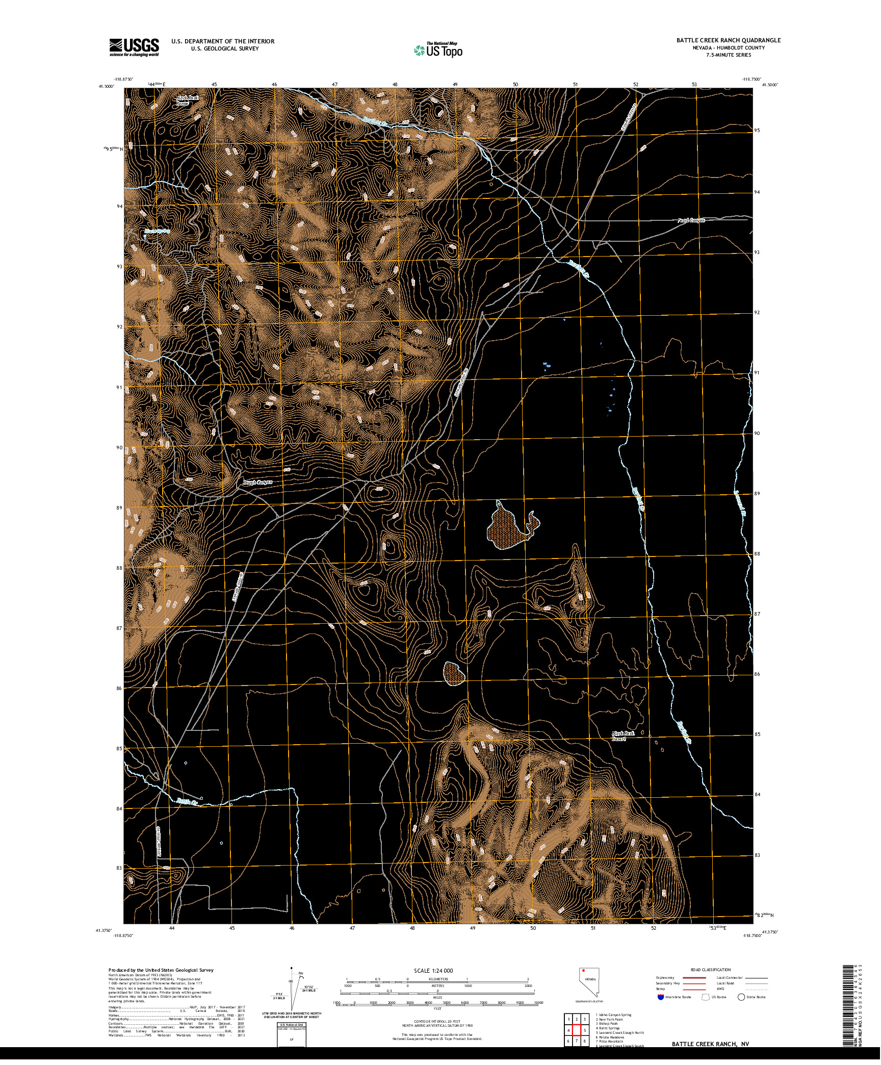 US TOPO 7.5-MINUTE MAP FOR BATTLE CREEK RANCH, NV