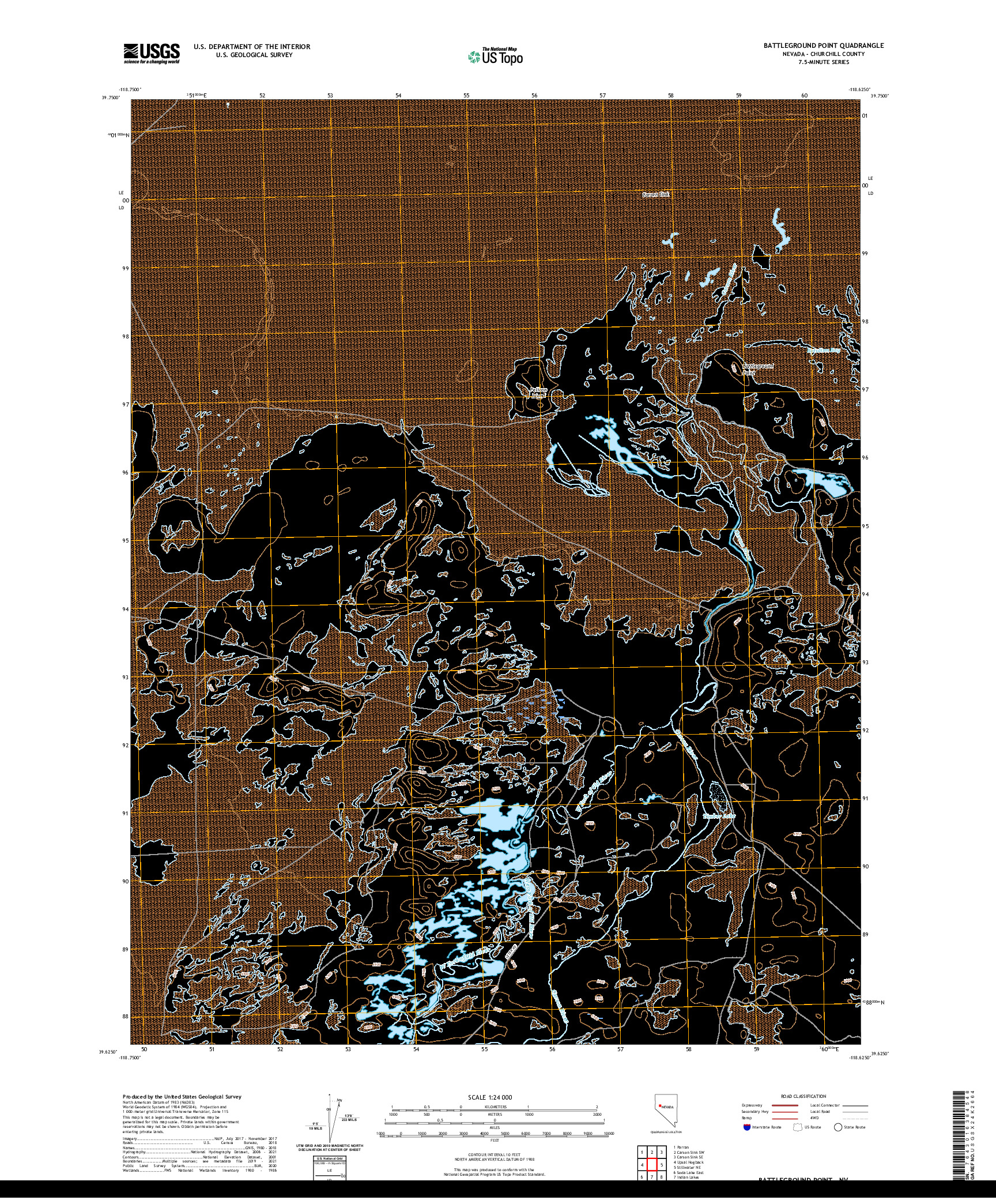 US TOPO 7.5-MINUTE MAP FOR BATTLEGROUND POINT, NV