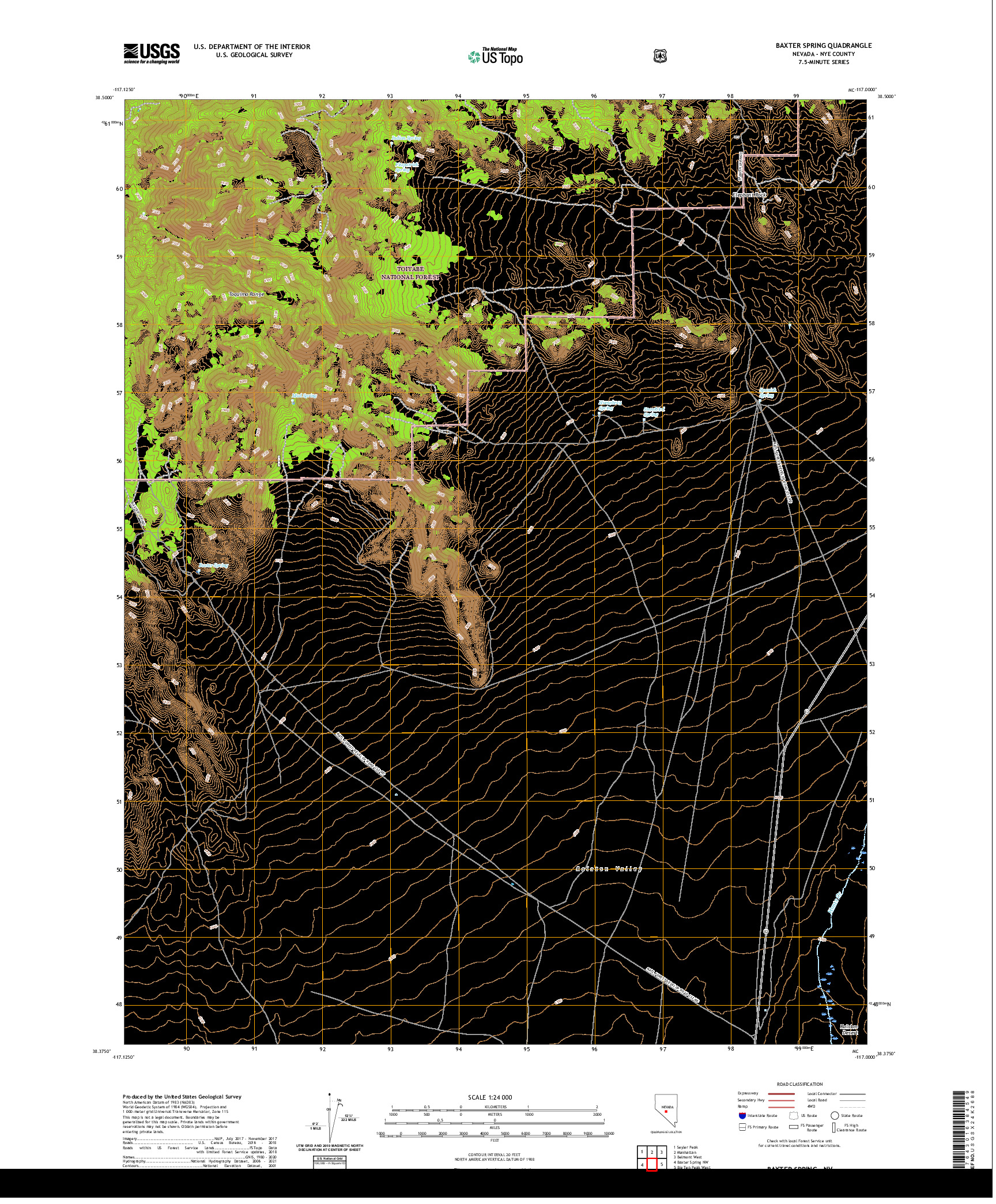 US TOPO 7.5-MINUTE MAP FOR BAXTER SPRING, NV