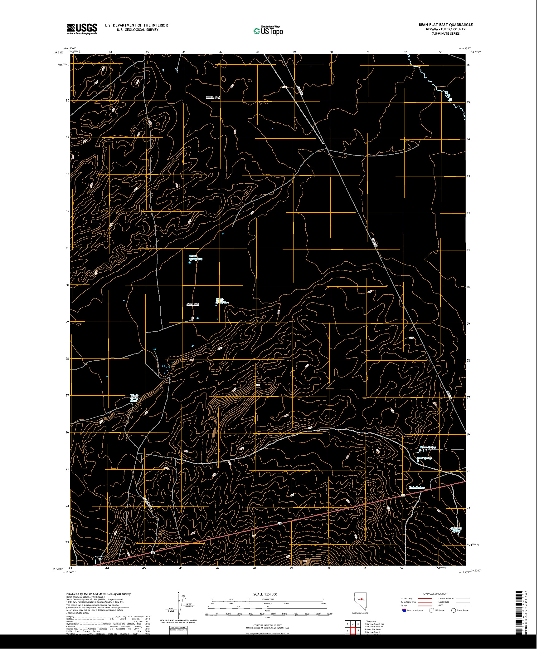 US TOPO 7.5-MINUTE MAP FOR BEAN FLAT EAST, NV