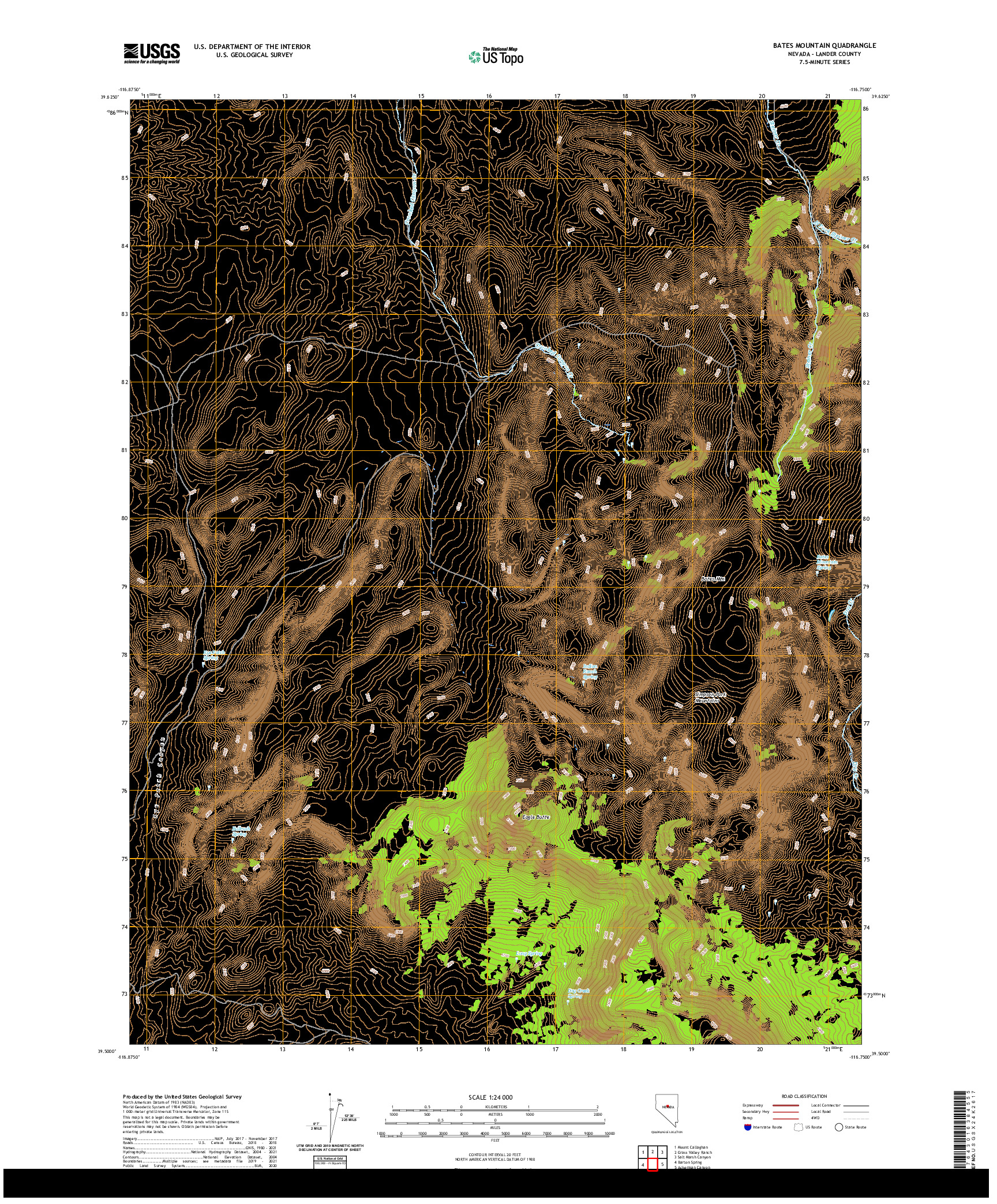 US TOPO 7.5-MINUTE MAP FOR BATES MOUNTAIN, NV