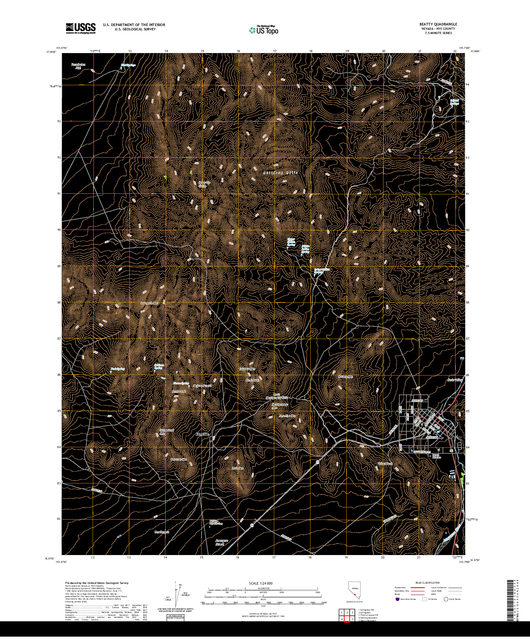 US TOPO 7.5-MINUTE MAP FOR BEATTY, NV