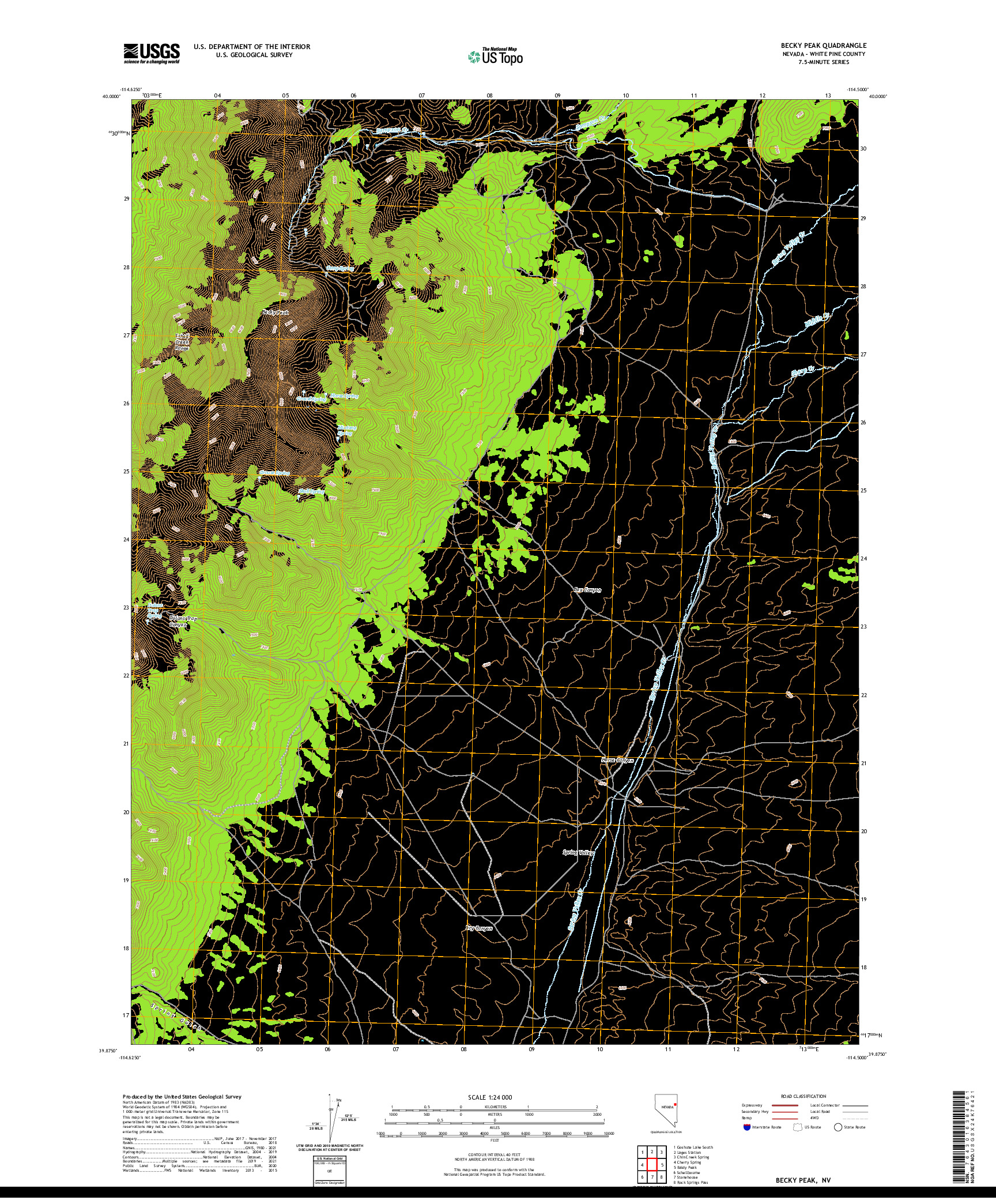 US TOPO 7.5-MINUTE MAP FOR BECKY PEAK, NV