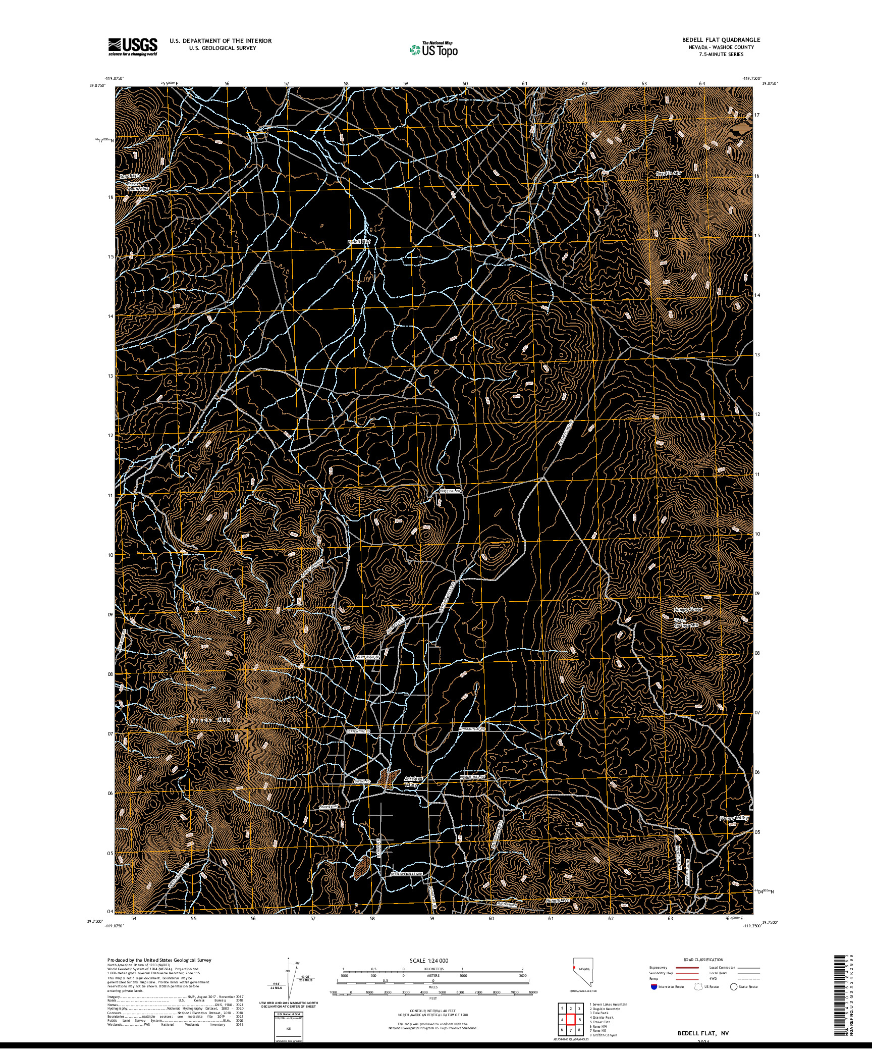 US TOPO 7.5-MINUTE MAP FOR BEDELL FLAT, NV