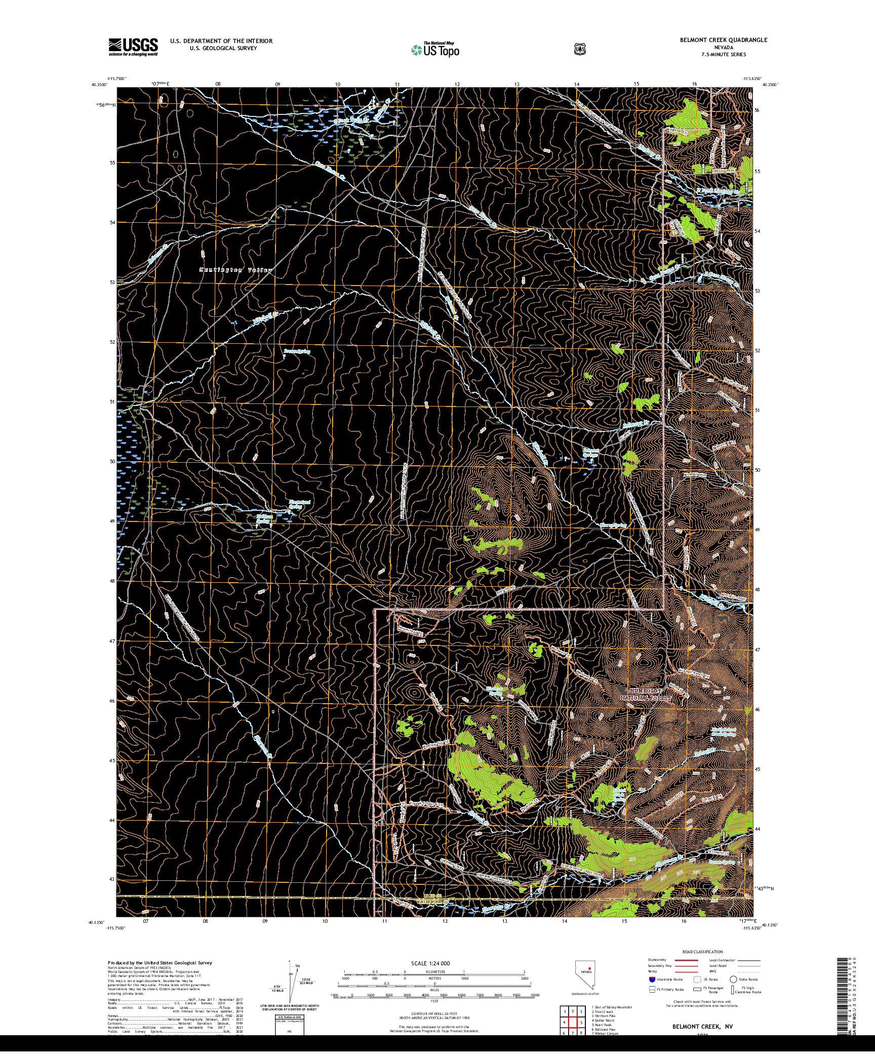 US TOPO 7.5-MINUTE MAP FOR BELMONT CREEK, NV